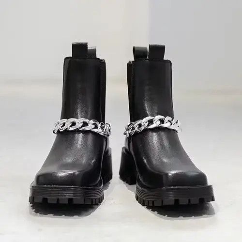 High Sport × Jewelry × Other Leather Ankle Boots Male Footwear Chain Design Size US 8 / EU 41 - 4 Thumbnail