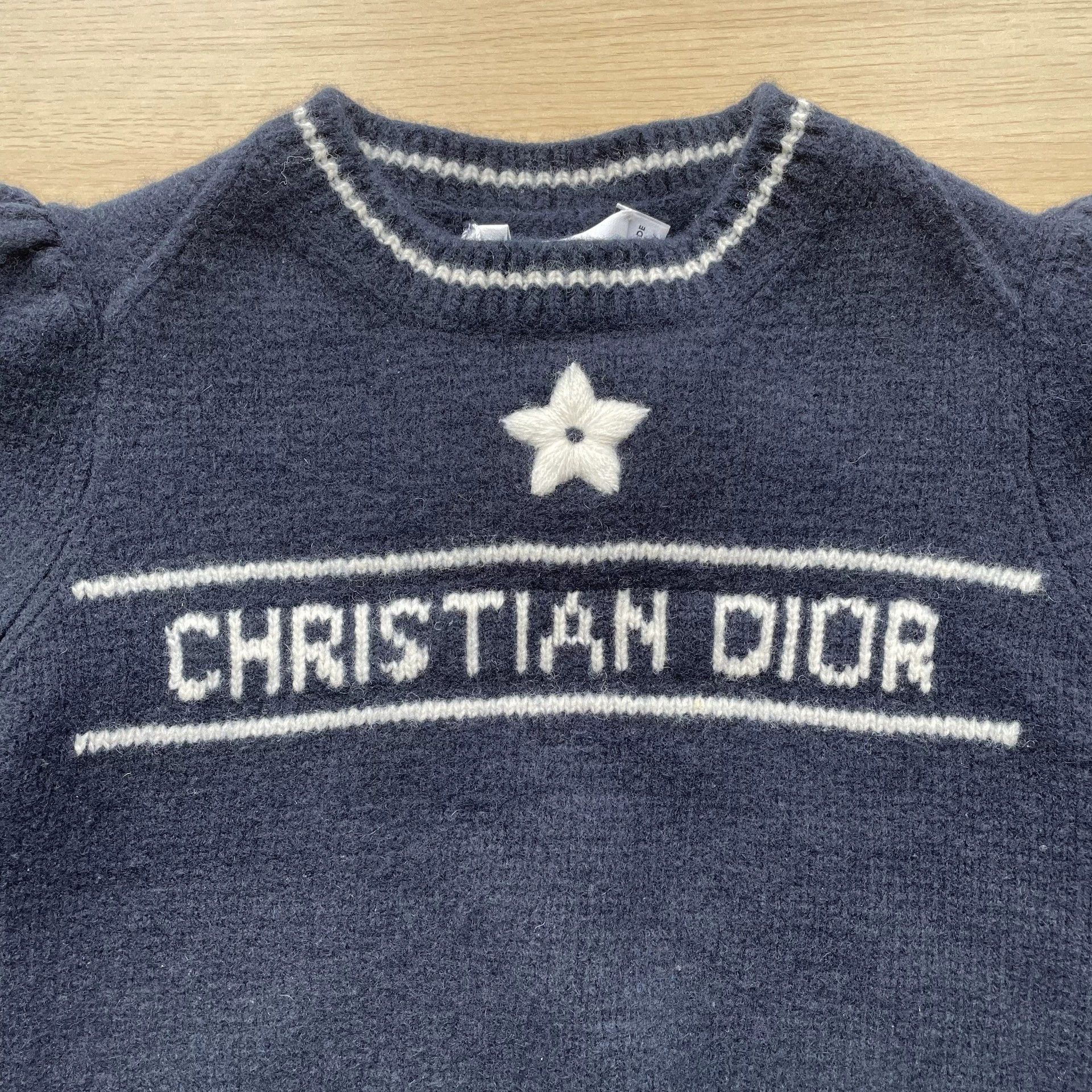 Dior DIOR Women's Star Intarsia Short Cashmere Sweater Navy 36 Size XS / US 0-2 / IT 36-38 - 3 Thumbnail
