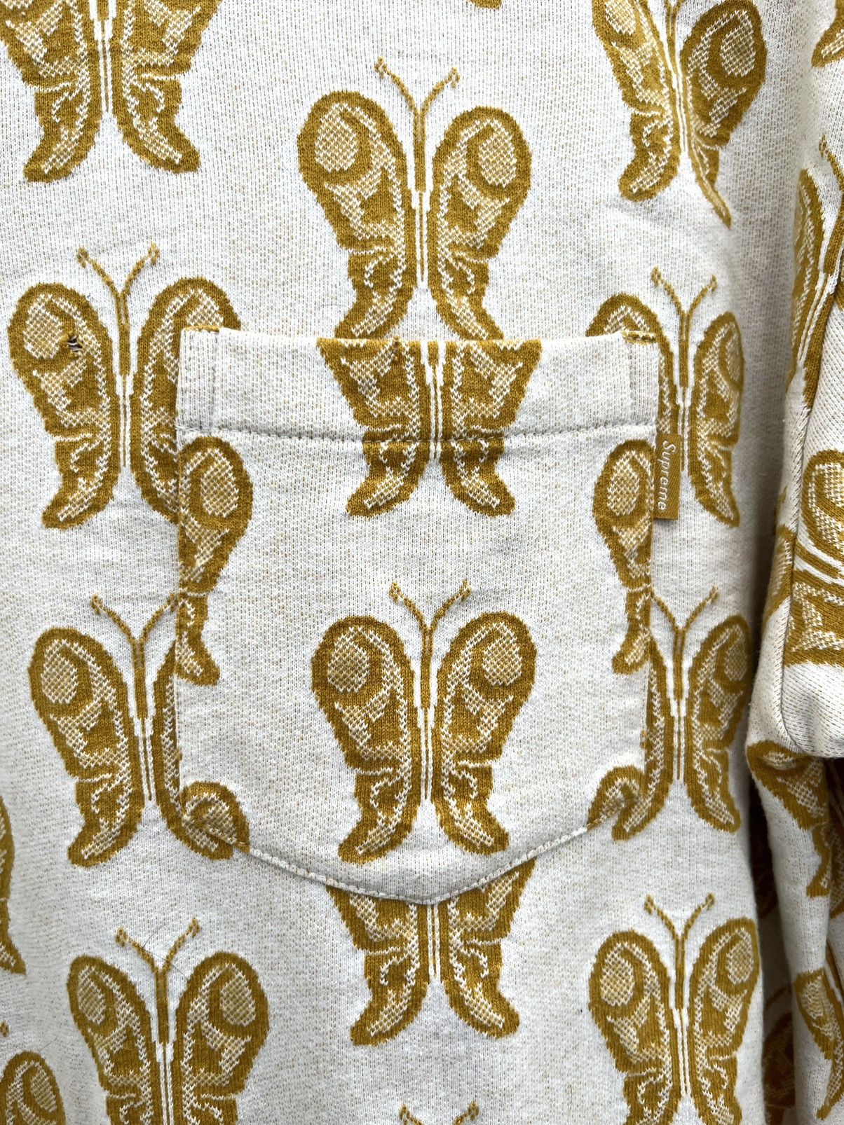 Supreme Supreme Butterfly Jacquard Sweater Yellow Cream Medium SS18 Size US M / EU 48-50 / 2 - 3 Thumbnail