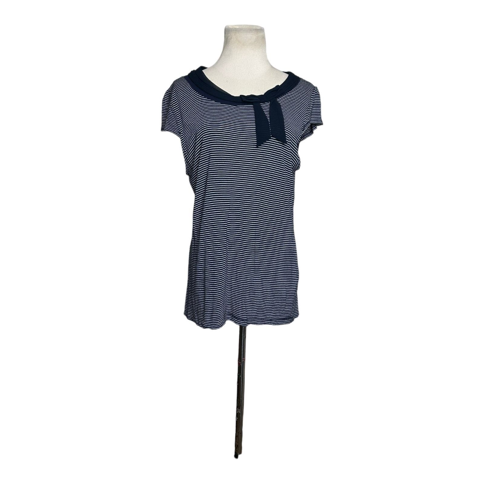 H&M H&M striped short sleeves boat neck top size Large Size L / US 10 / IT 46 - 6 Thumbnail