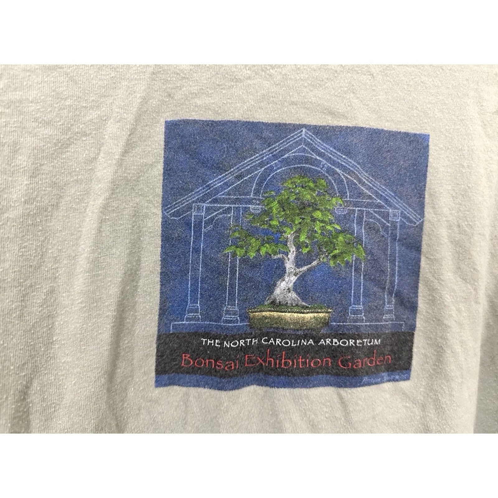 Hanes VTG Bonsai Exhibition Garden North Carolina Arboretum Faded Worn LS T-Shirt XL Hanes Sage Green Men Shirt Grunge Outdoor 90s Theme Mens Size US XL / EU 56 / 4 - 3 Thumbnail