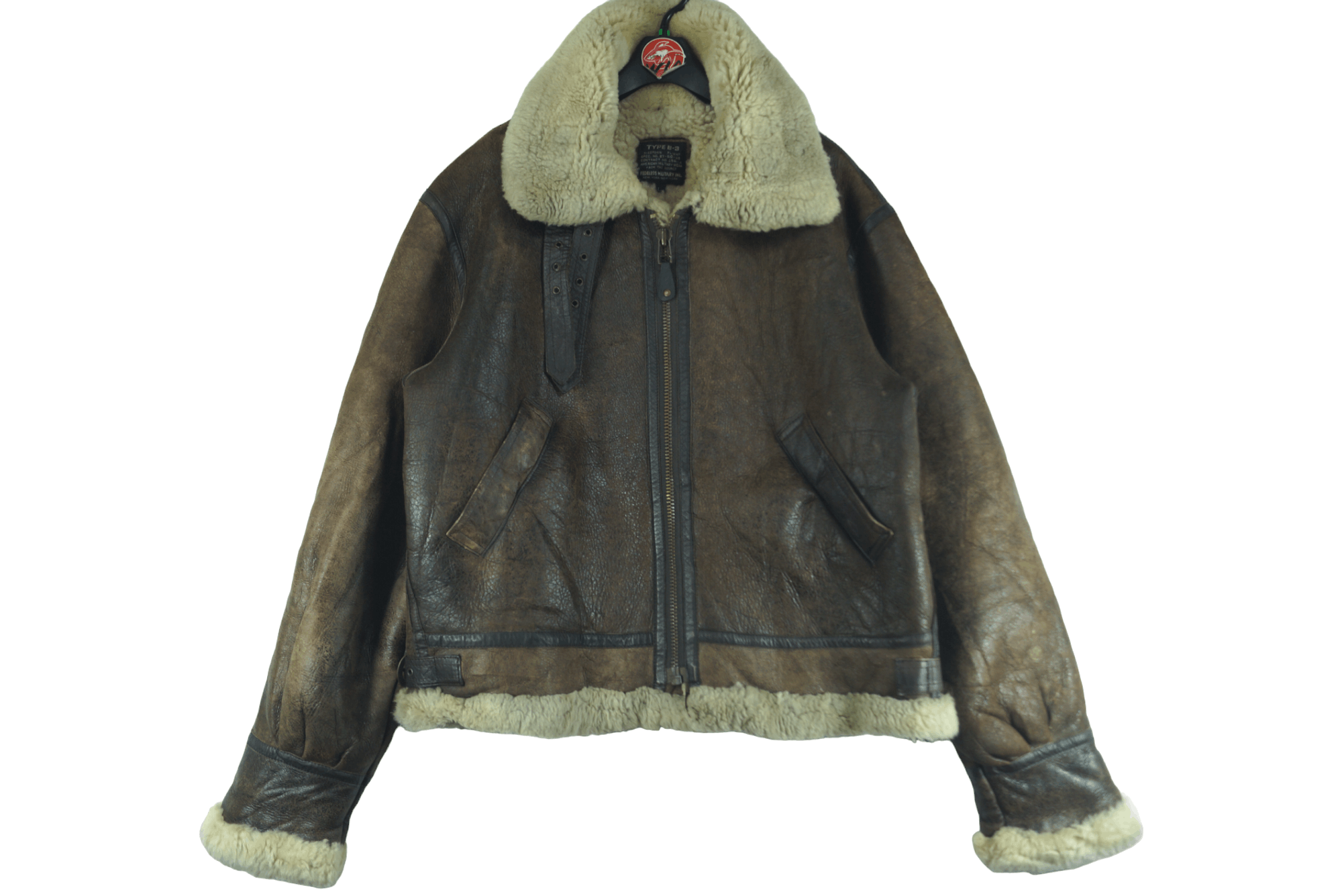 image of B 3 x Vintage Type B-3 Leather Jacket Sheepskin, Men's (Size Large)