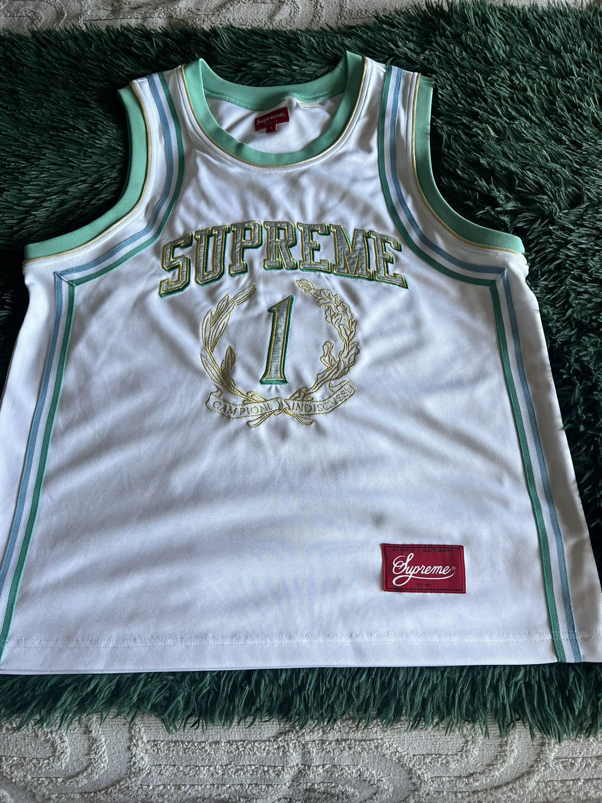 image of Supreme Campioni Basketball Jersey in White, Men's (Size Small)