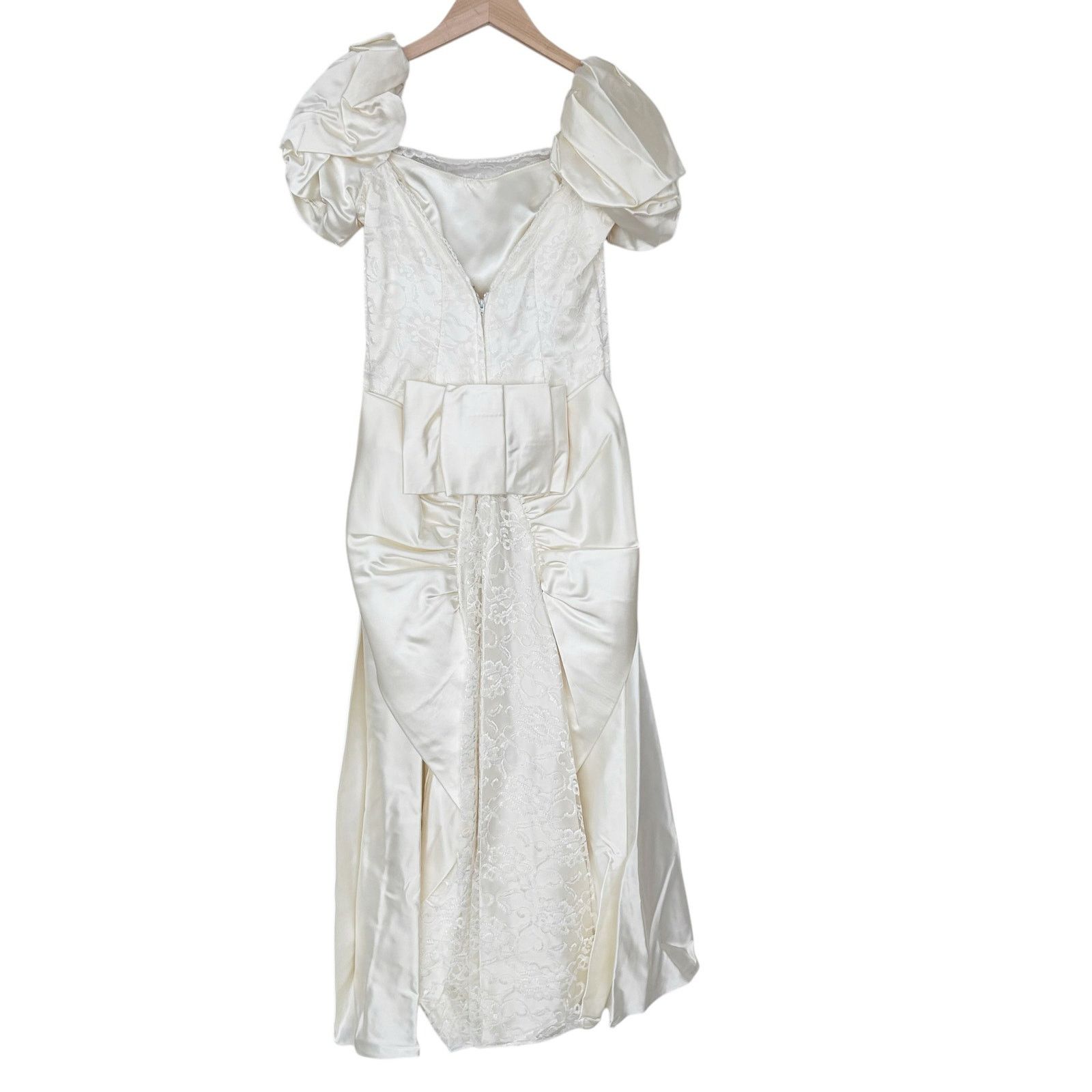 Vintage Vintage 80s Union Made Puff Sleeve Wedding Dress Sz 8 Size M / US 6-8 / IT 42-44 - 5 Thumbnail