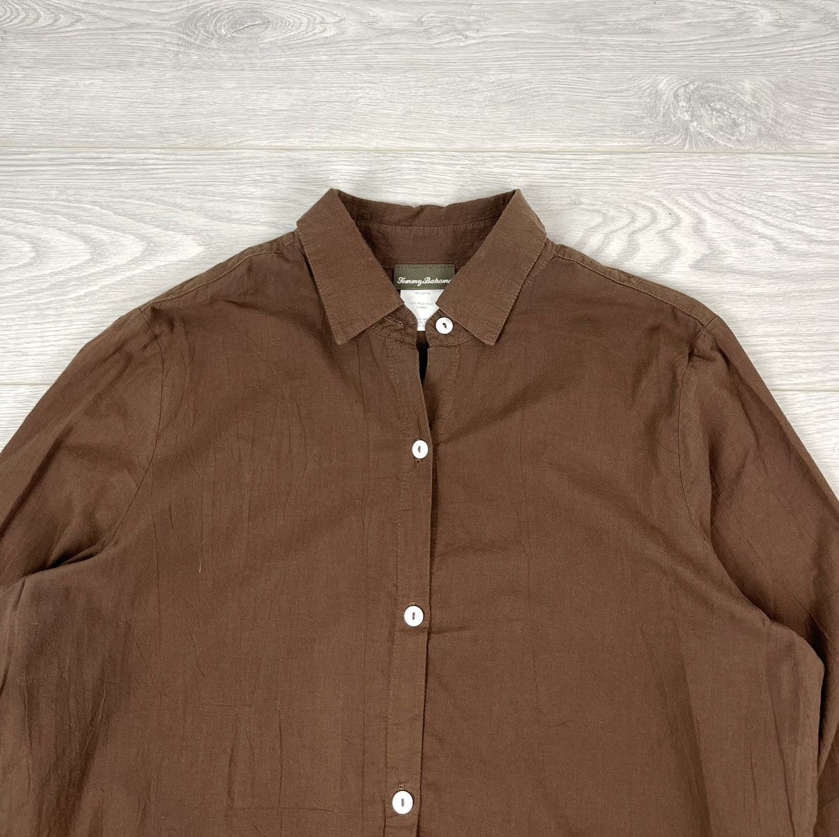 Tommy Bahama Tommy Bahama Brown Cotton Button Up Light Shirt XL Tall Size US XL / EU 56 / 4 - 4 Thumbnail