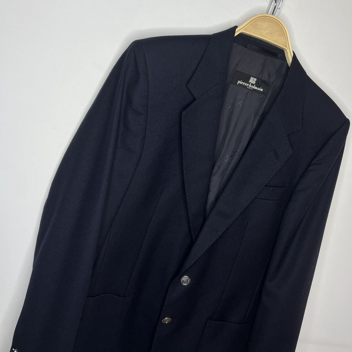 Balmain Vintage Balmain Luxury Blazer Wool Navy Buttons Jacket Size 40R - 4 Thumbnail