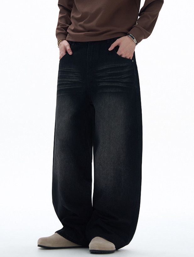Japanese Brand Men's American street distressed curved wide-leg jeans Size US 32 / EU 48 - 3 Thumbnail