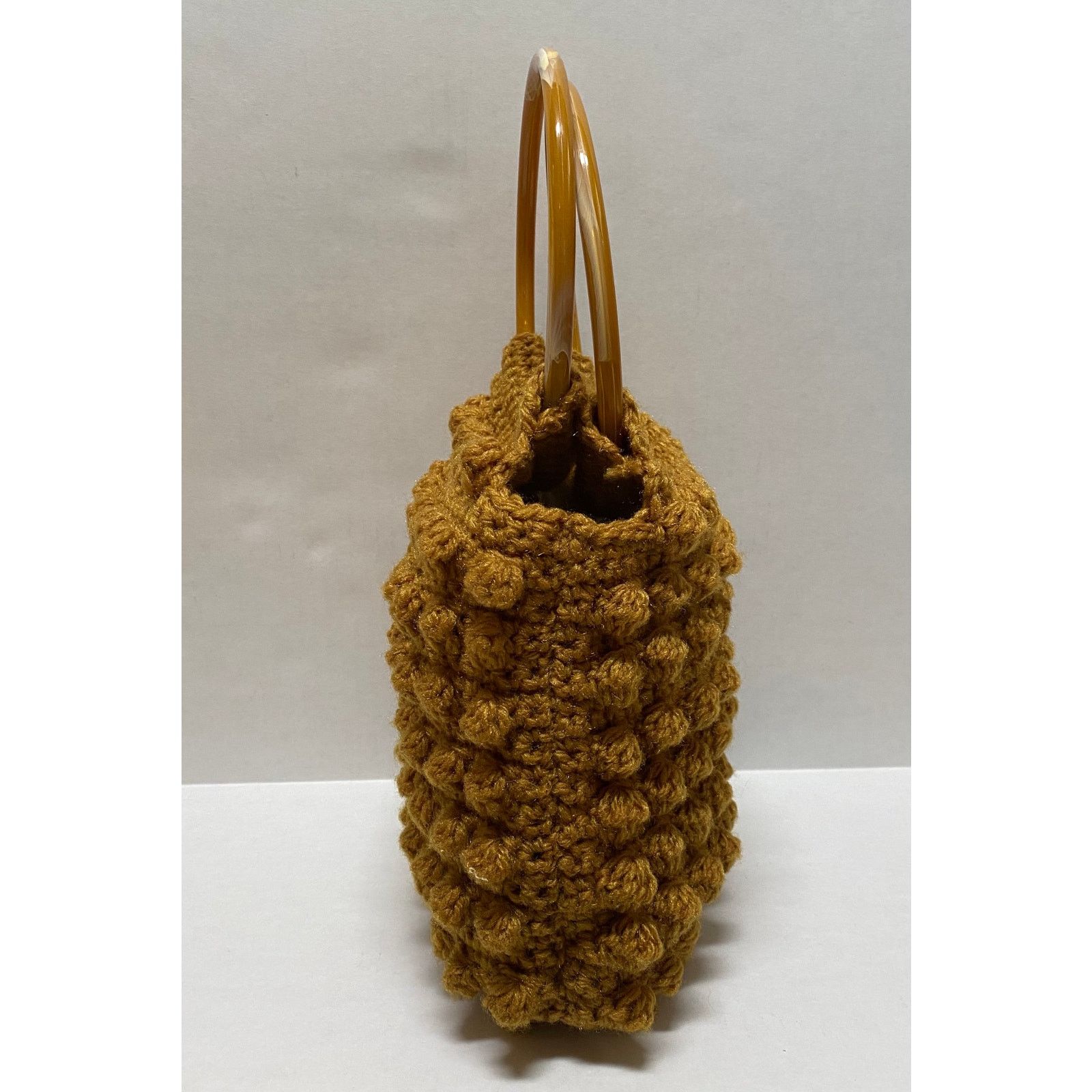 The Unbranded Brand Vtg Handmade Popcorn Crochet Bag Boho Handle Yarn Purse Size ONE SIZE - 5 Thumbnail
