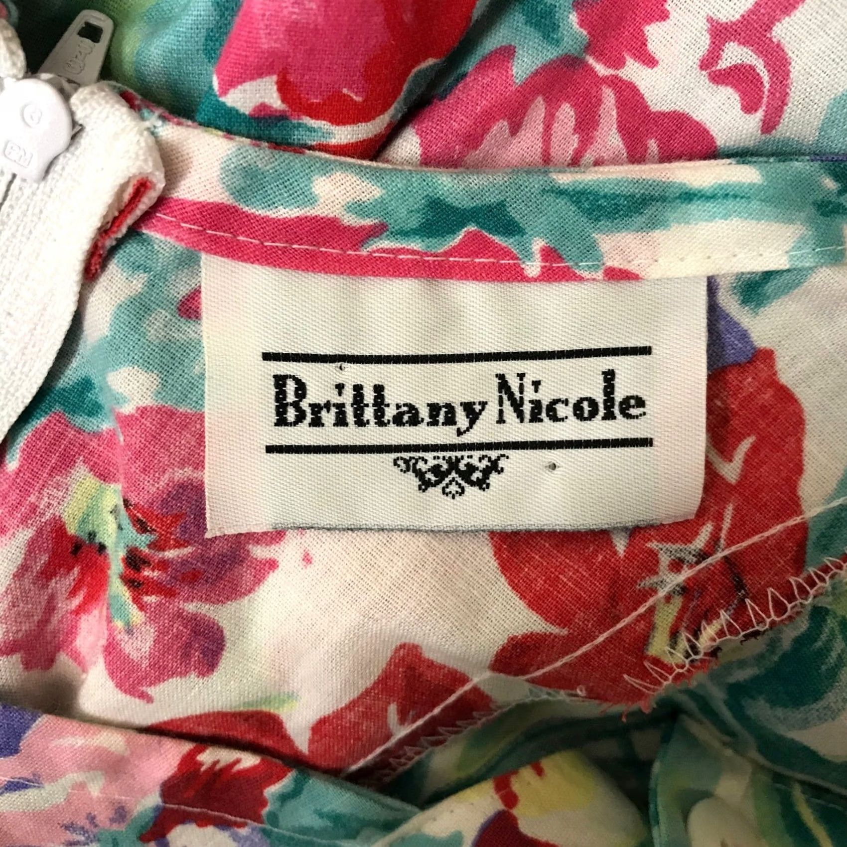 Vintage VINTAGE Brittany Nicole Women Halter Midi Dress 11/12 Floral White Sundress Size L / US 10 / IT 46 - 7 Thumbnail
