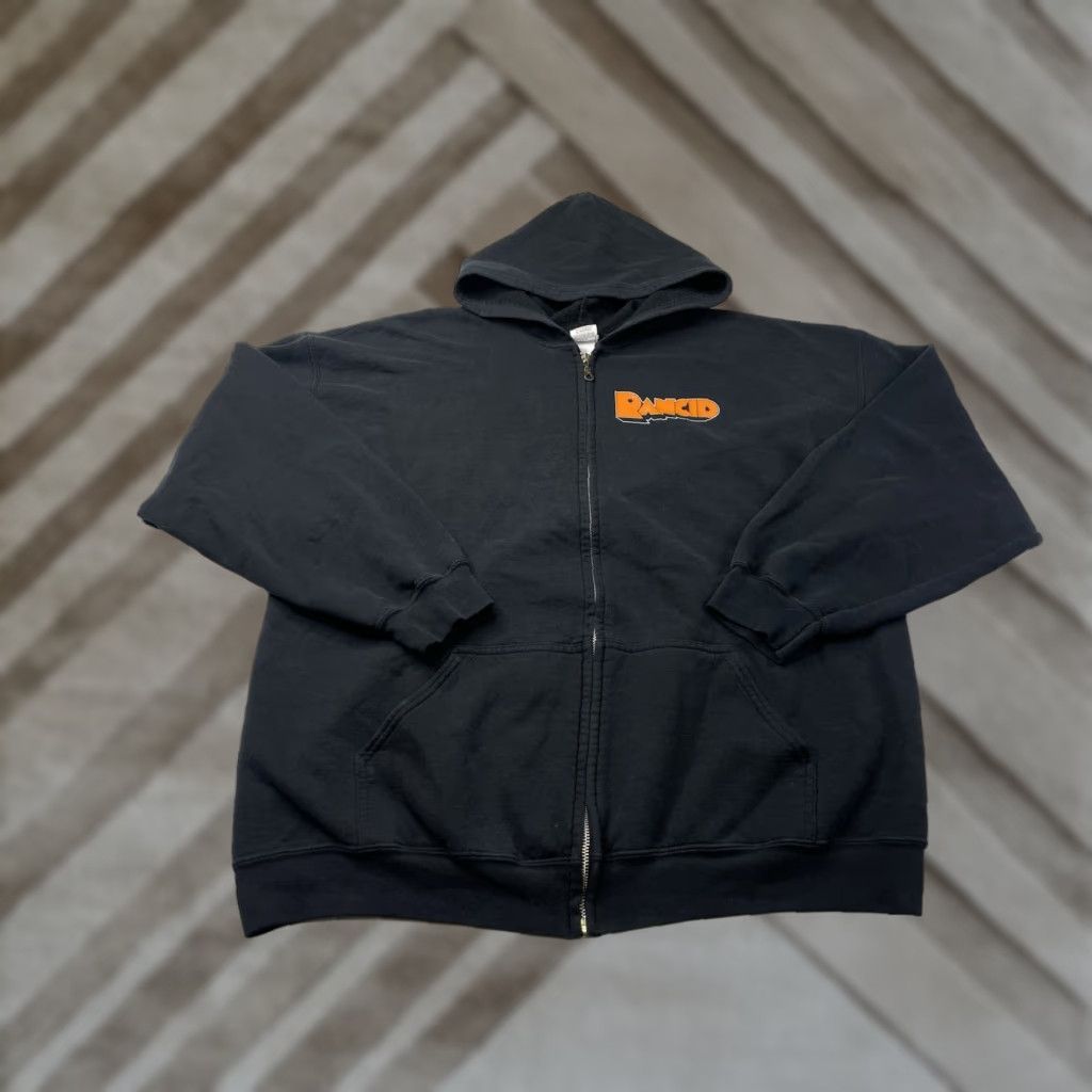 VINTAGE RANCID Skele-Tim Breakout Full Zip Hoodie Sweatshirt Mens 2XL Black Sweatshirt Hoodie Mens 2XL Rancid Skele-Tim Breakout Hoodie