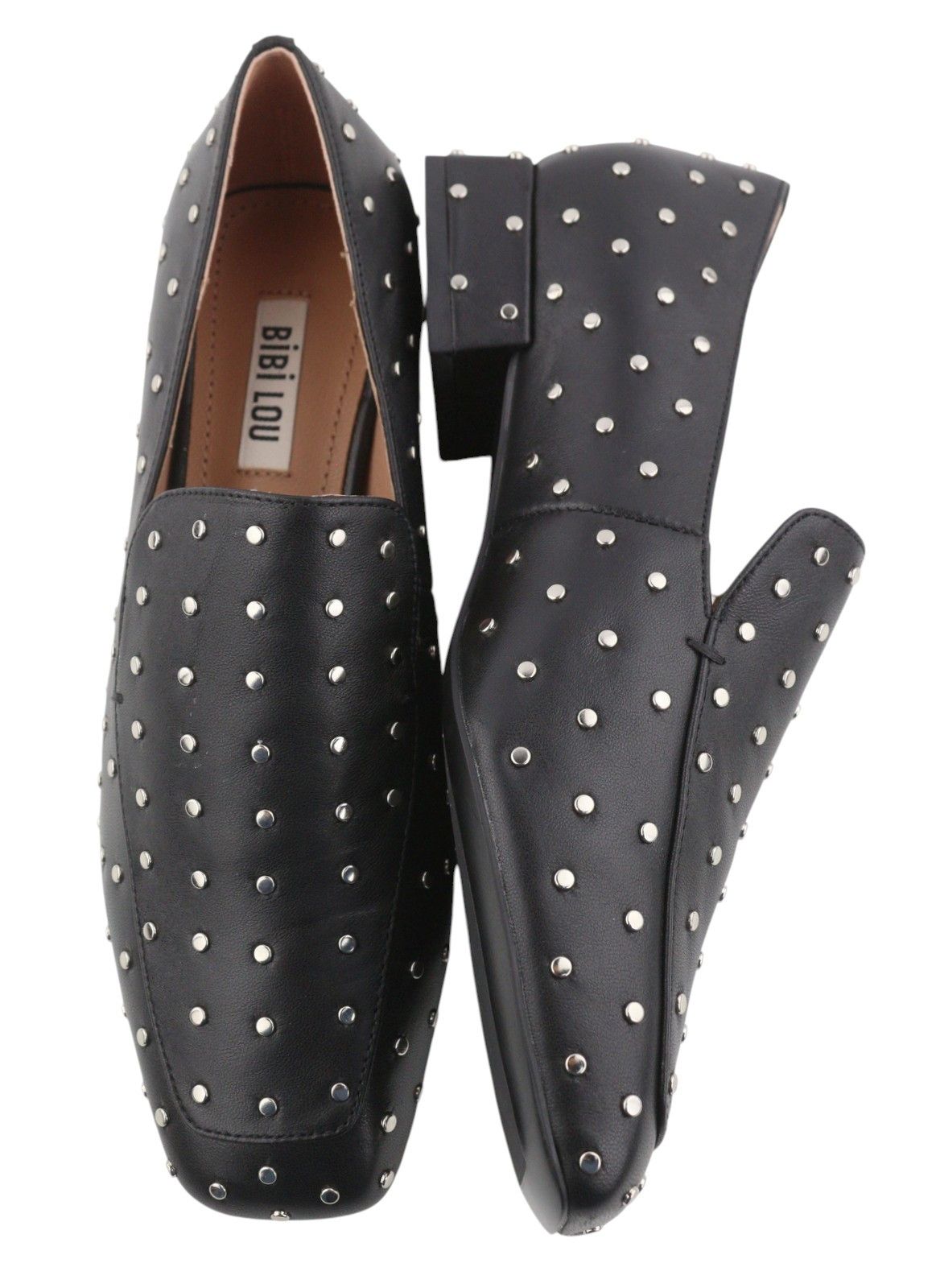 Other BIBI LOU LILIAN EU37 Black Leather Silver Studs Square 87559 Size US 6 / IT 36 - 6 Thumbnail