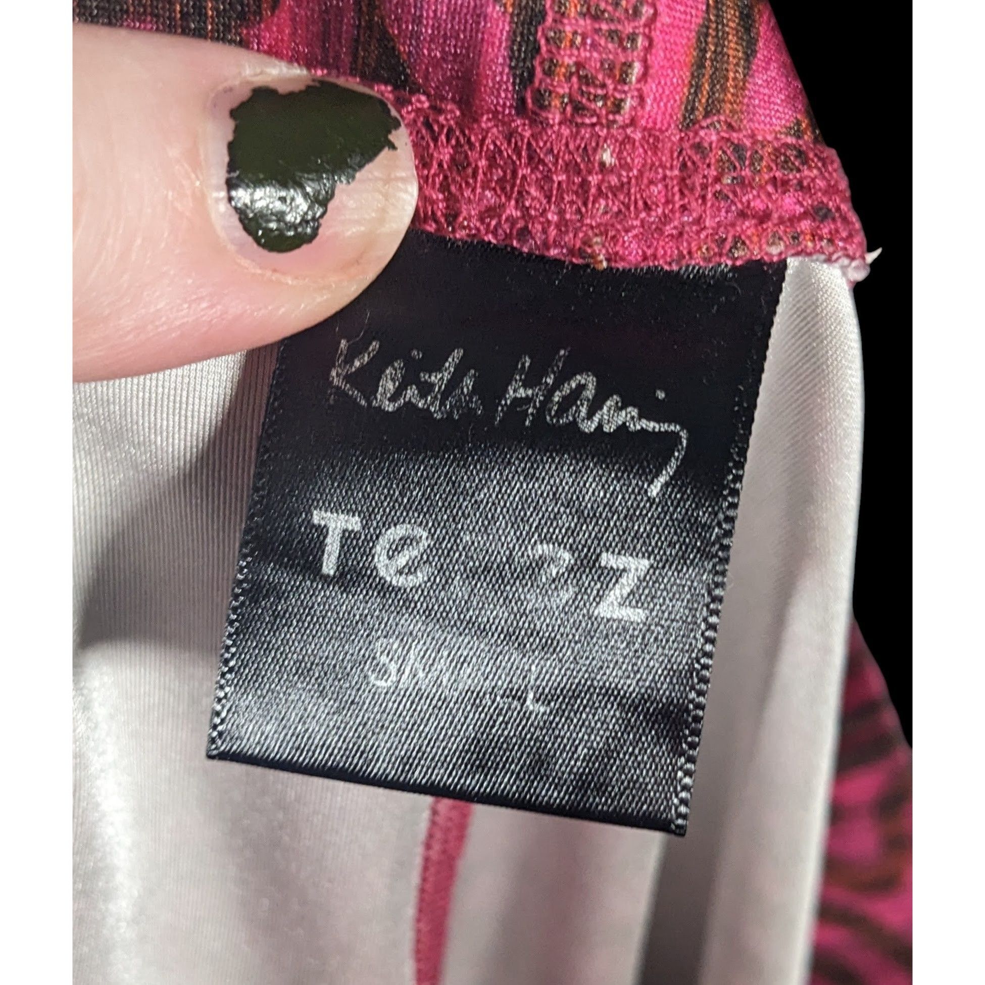 Keith Haring × Terez Terez x Keith Haring Pink And Black Love Themed Leggings Siz Size 28" / US 6 / IT 42 - 4 Thumbnail