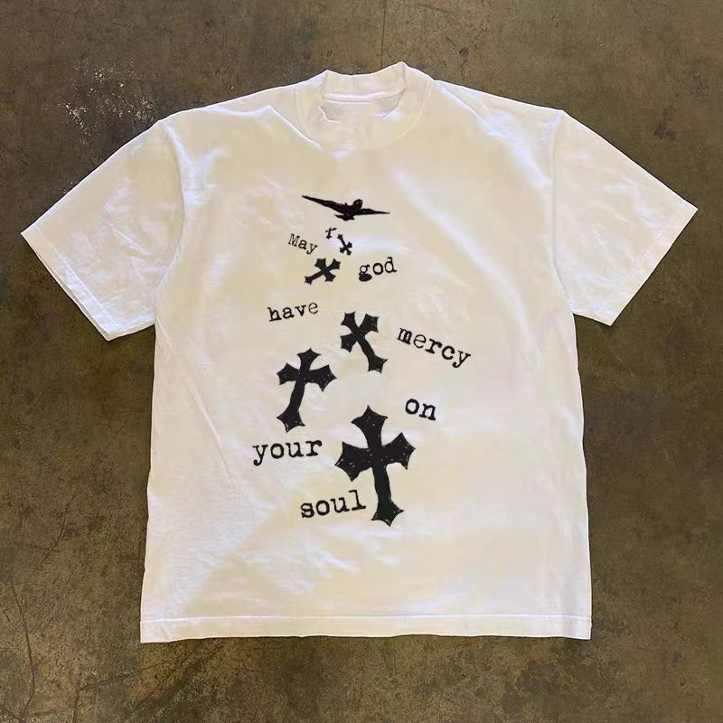 Vintage White retro cross print t-shirt Size US M / EU 48-50 / 2 - 1 Thumbnail