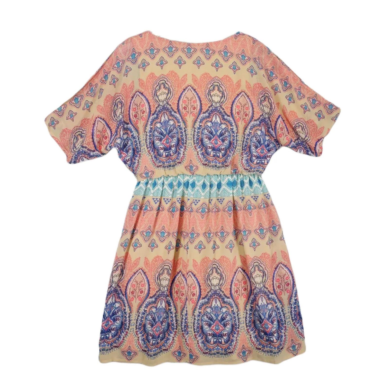 Other Luxology V-Neck Elastic Waist Sheer Short Dress Slit Sleeve Size M / US 6-8 / IT 42-44 - 2 Thumbnail