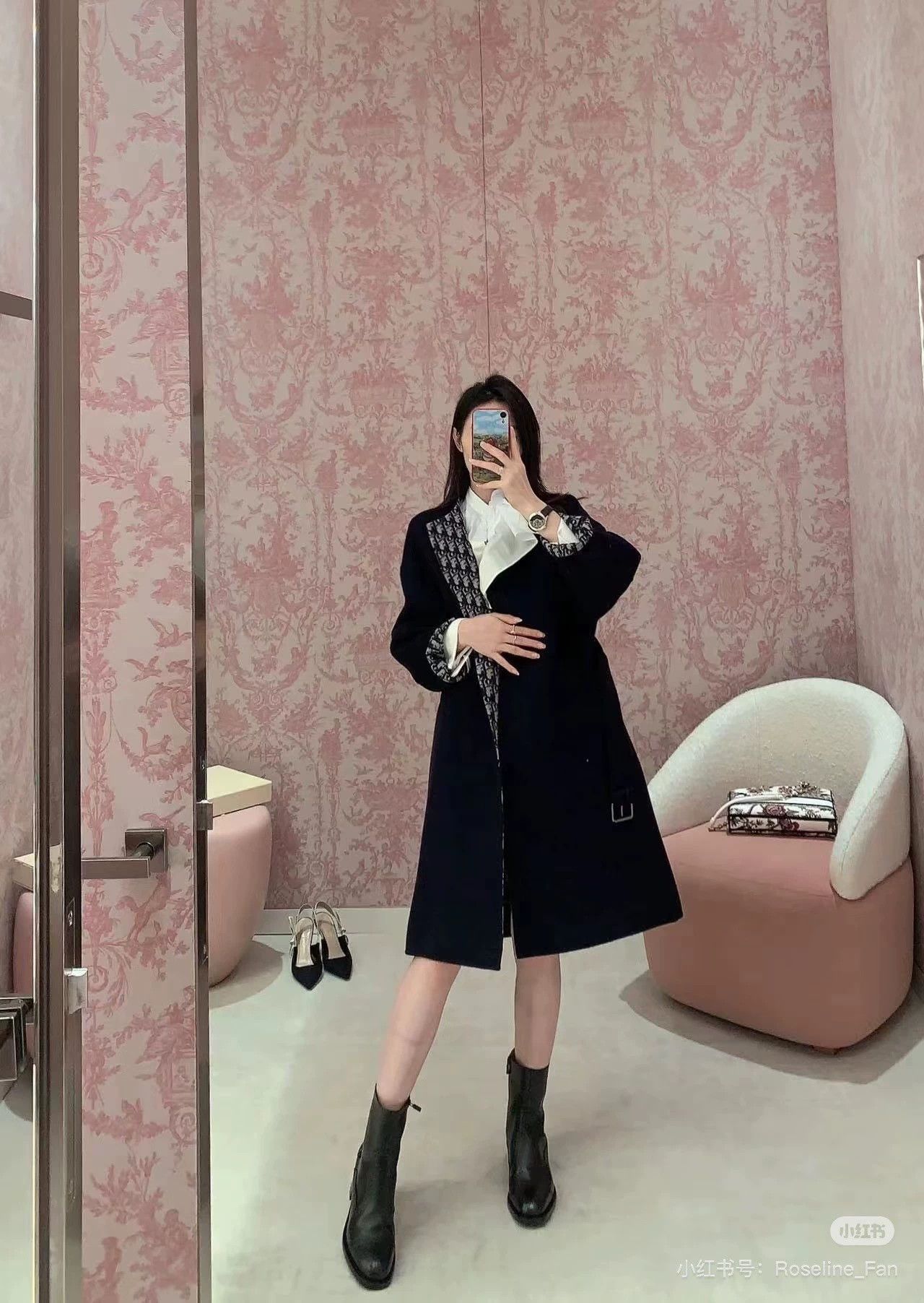 Dior Dior Double-Faced Wool Oblique Navy Coat FR38 NWT Size S / US 4 / IT 40 - 9 Thumbnail