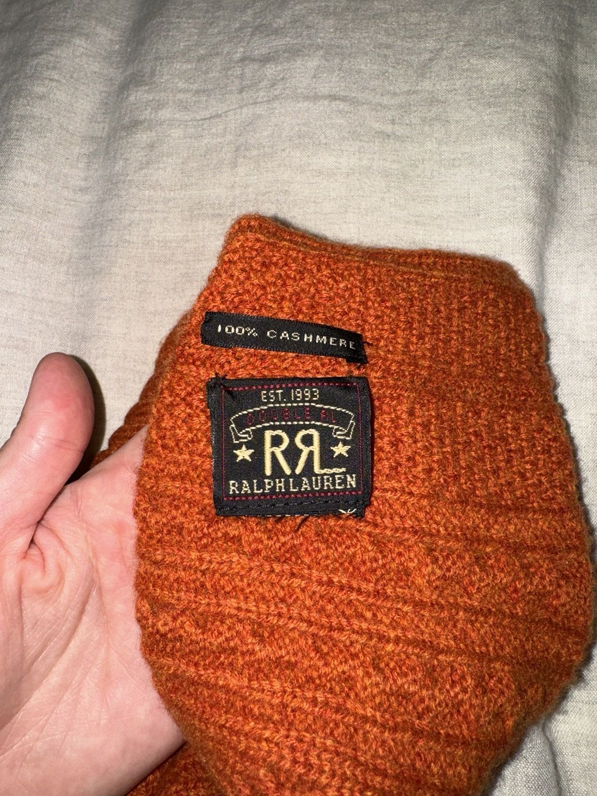 image of Ralph Lauren x Rrl Ralph Lauren Rrl Cashmere Pattern Beanie in Burnt Orange, Men's