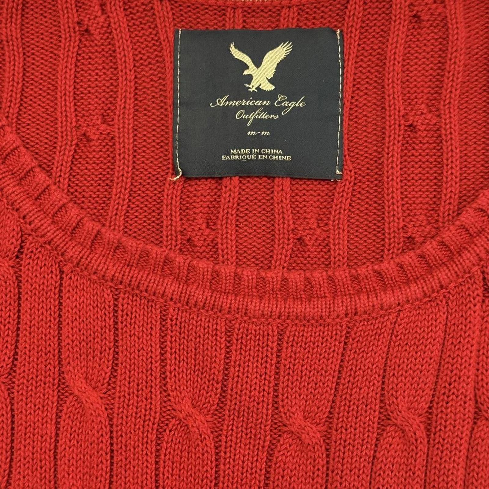 American Eagle Outfitters American eagle grunge y2k red cable knit long sleeve medium Size M / US 6-8 / IT 42-44 - 3 Thumbnail