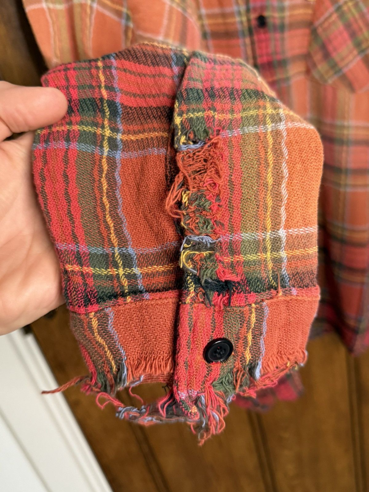 Gallery Dept. Gallery Dept Marley Distressed Checked Cotton-Flannel Shirt Size US XL / EU 56 / 4 - 11 Thumbnail