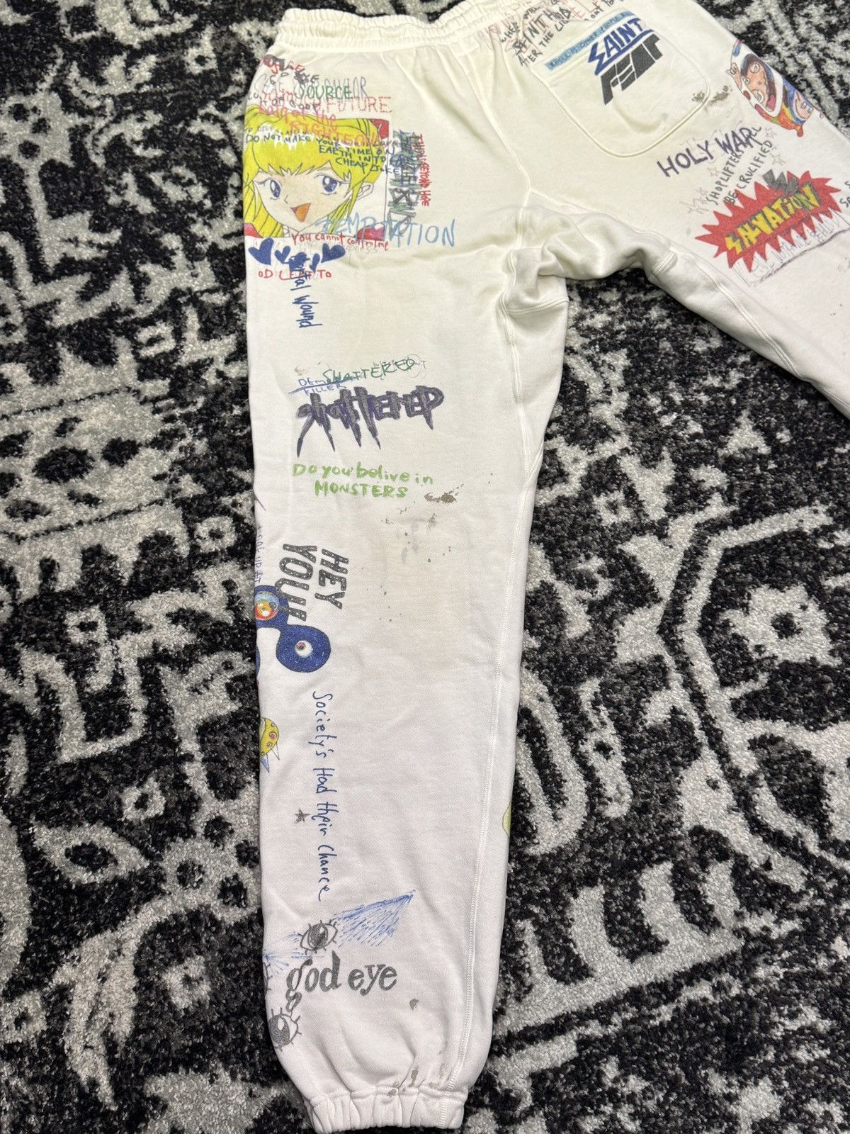 Saint Michael Saint Michael X Takashi Murakami Grafitti Sweat Pants LARGE Size US 34 / EU 50 - 6 Thumbnail