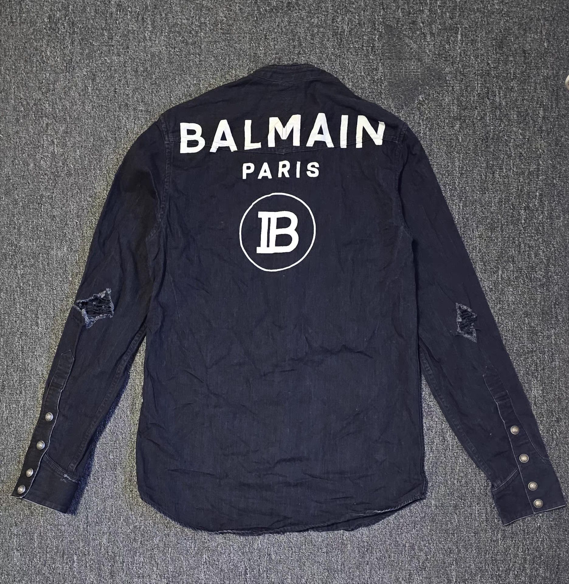 Balmain Balmain Men's Black Distressed Shirt. Q4 Size US M / EU 48-50 / 2 - 2 Thumbnail