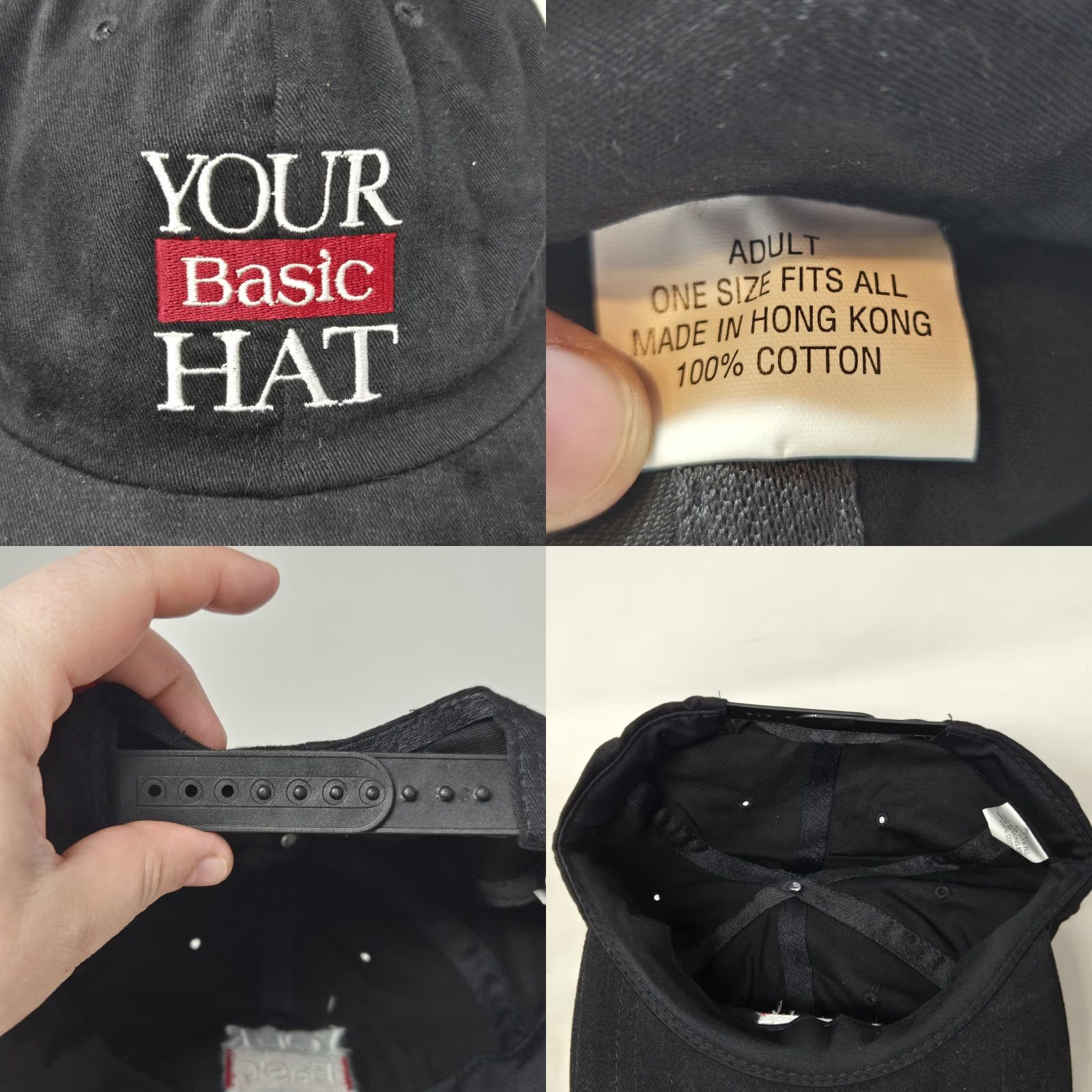 Vintage VINTAGE Basic Cigarettes Your Basic Hat Black Snap Back Adjustable Cap 1980s Size ONE SIZE - 8 Thumbnail