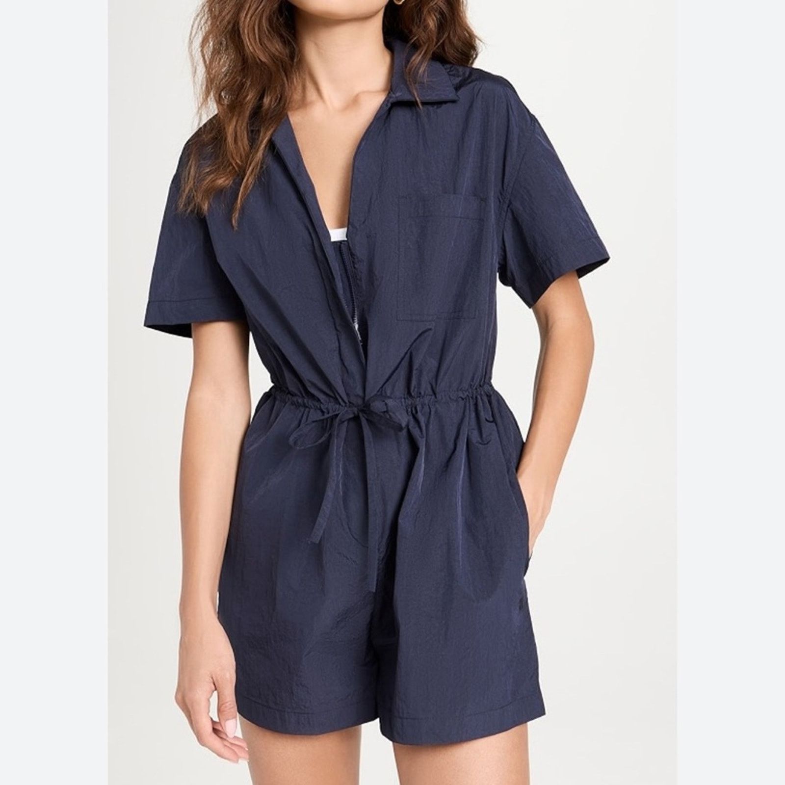 Sweaty Betty Sweaty Betty Anytime Short Sleeve Romper Navy Blue Size L Size 34" / US 12 / IT 48 - 2 Thumbnail