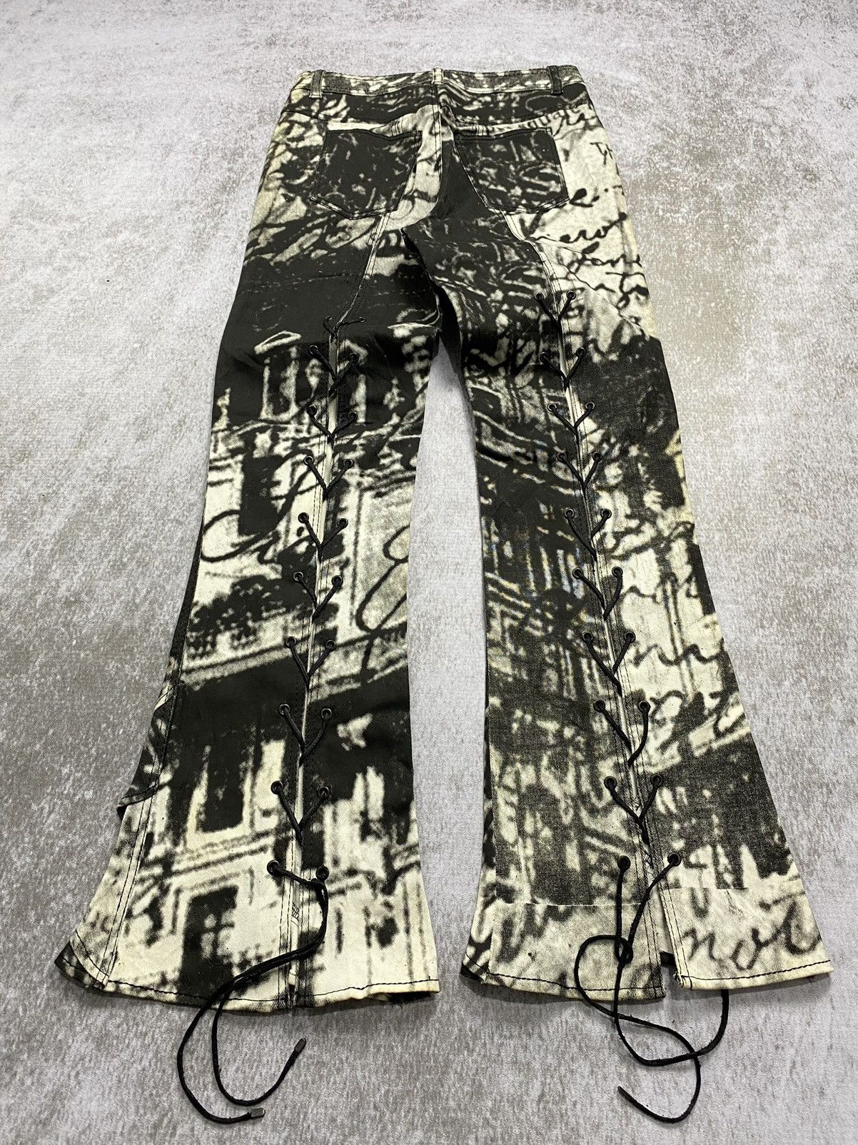 If Six Was Nine × Japanese Brand × Le Grande Bleu (L.G.B.) 2000s la moda goji lace up flare y2k pants Size US 27 - 1 Thumbnail