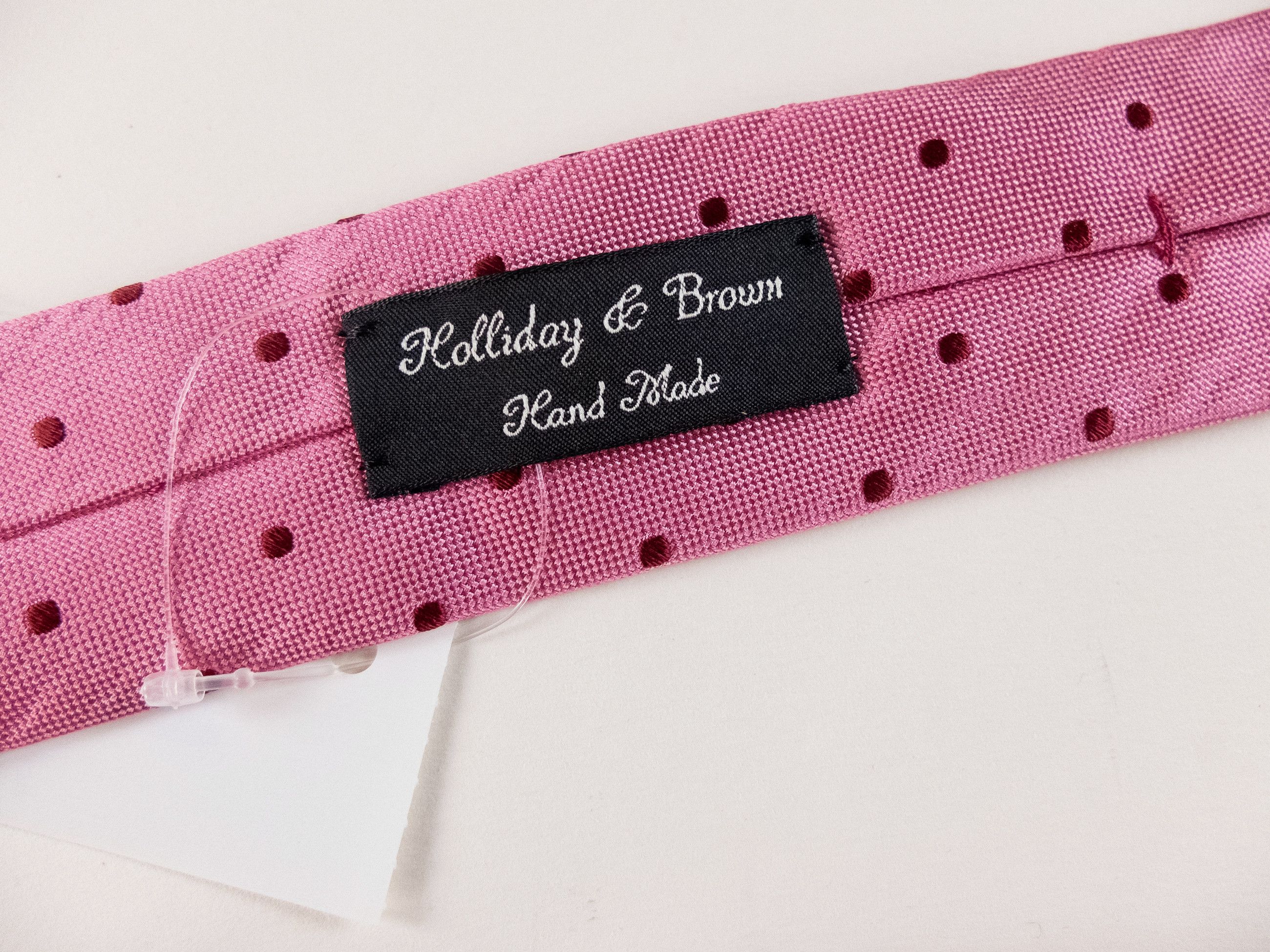 Holliday & Brown HOLLIDAY & BROWN London hand made pink polka dots silk tie Size ONE SIZE - 3 Thumbnail