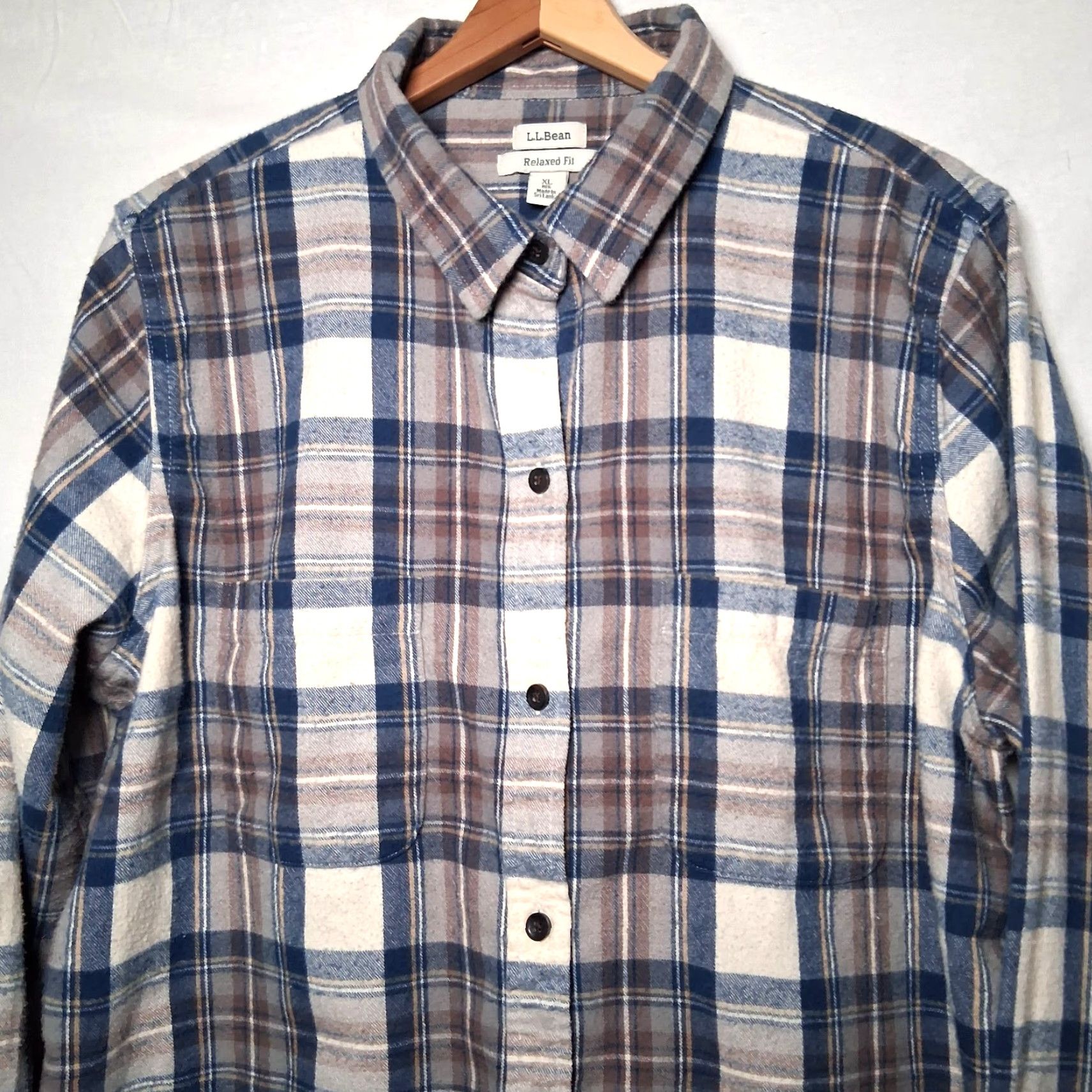 Vintage VINTAGE LL Bean Flannel Shirt Men XL Blue Tan Scotch Plaid Tartan Classic 508276 Size US XL / EU 56 / 4 - 2 Thumbnail