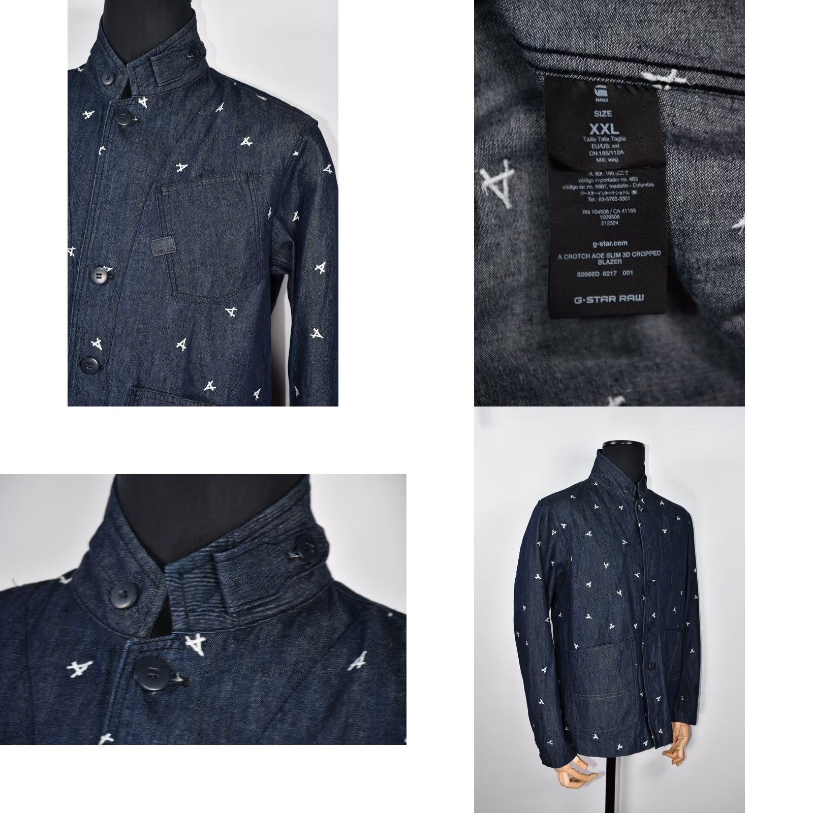 G-Star G-Star Raw Jacket Blazer Denim Embroidered 2XL Mens Shirt Size 48R - 8 Thumbnail