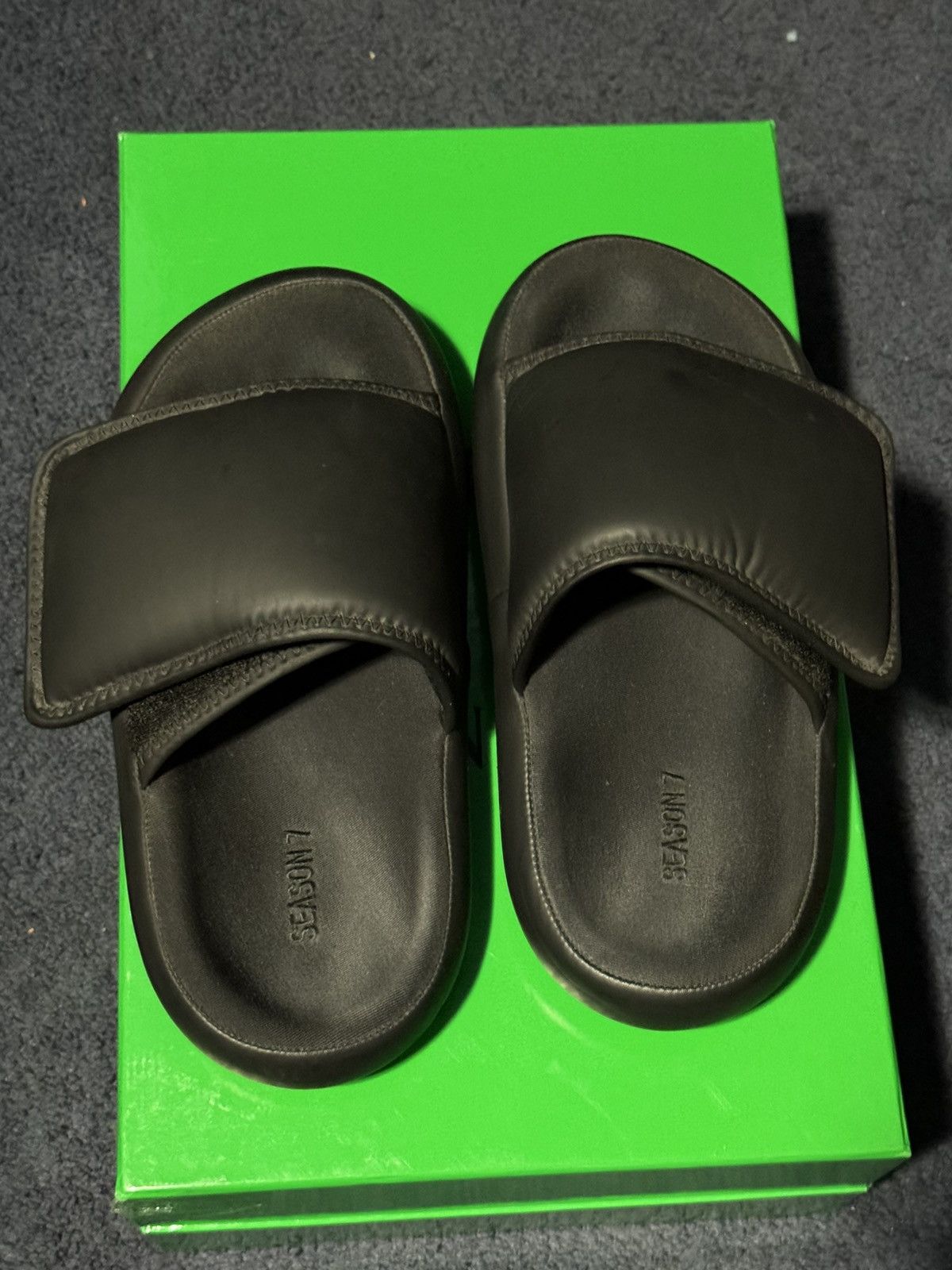 image of Yeezy Season 7 Nylon Slipper Graphite in Black, Men's (Size 6)