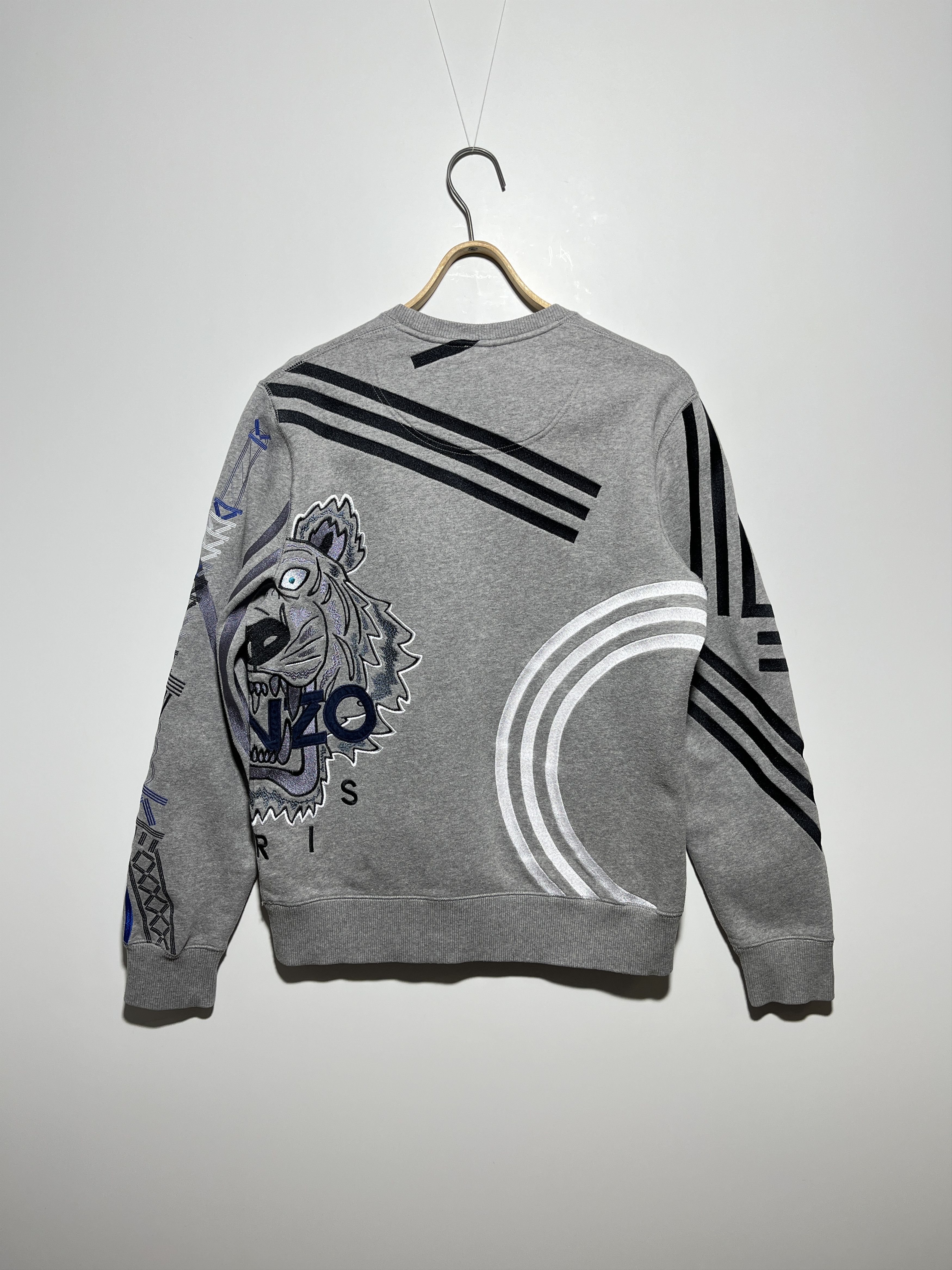 Kenzo Kenzo Embroidered Tiger Geometric Gray Sweatshirt Size M Size US M / EU 48-50 / 2 - 2 Thumbnail