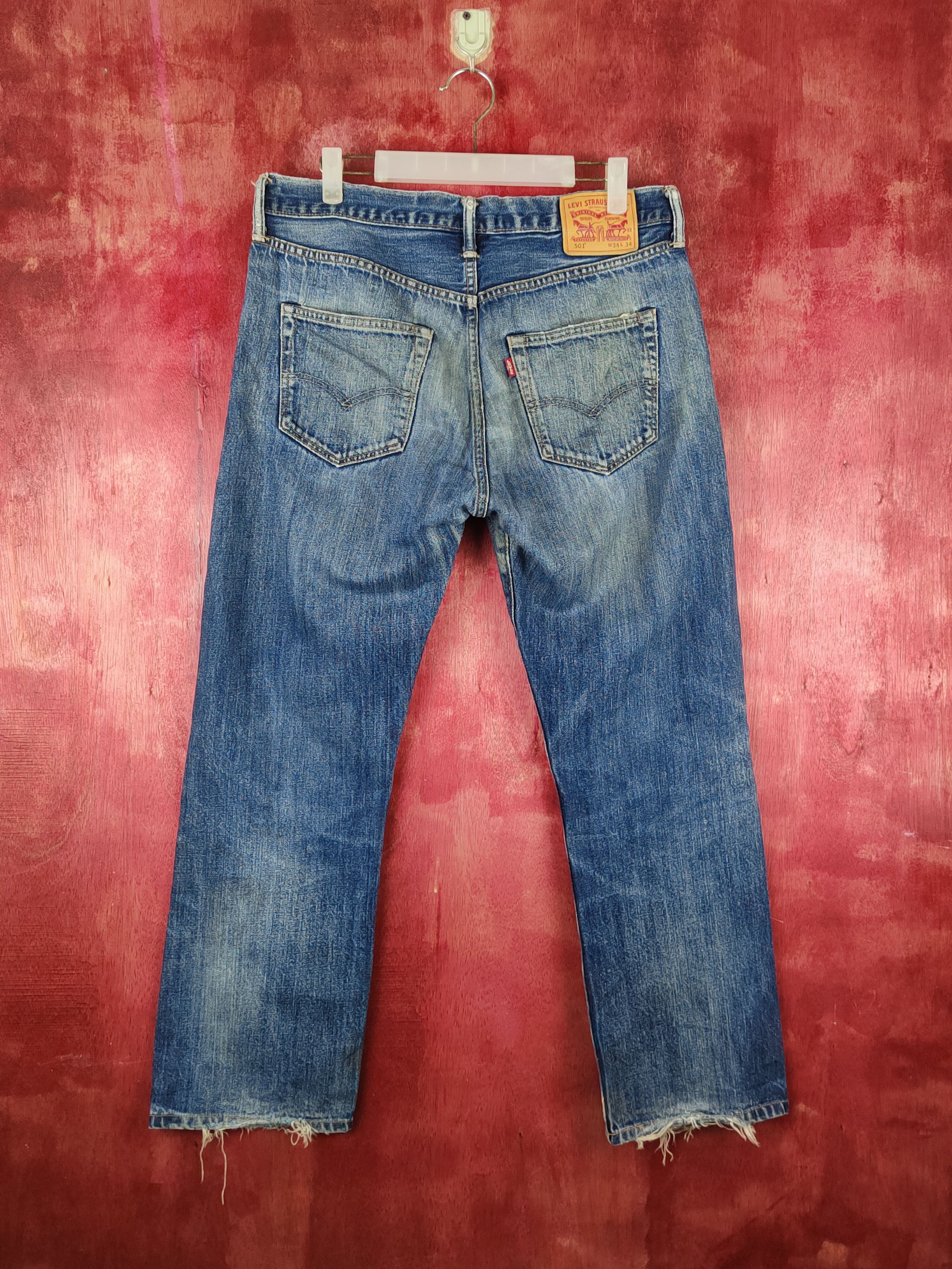 Levi's Levi's Dark Blue Faded Distressed Ripped Jeans #S1647 Size US 34 / EU 50 - 7 Thumbnail