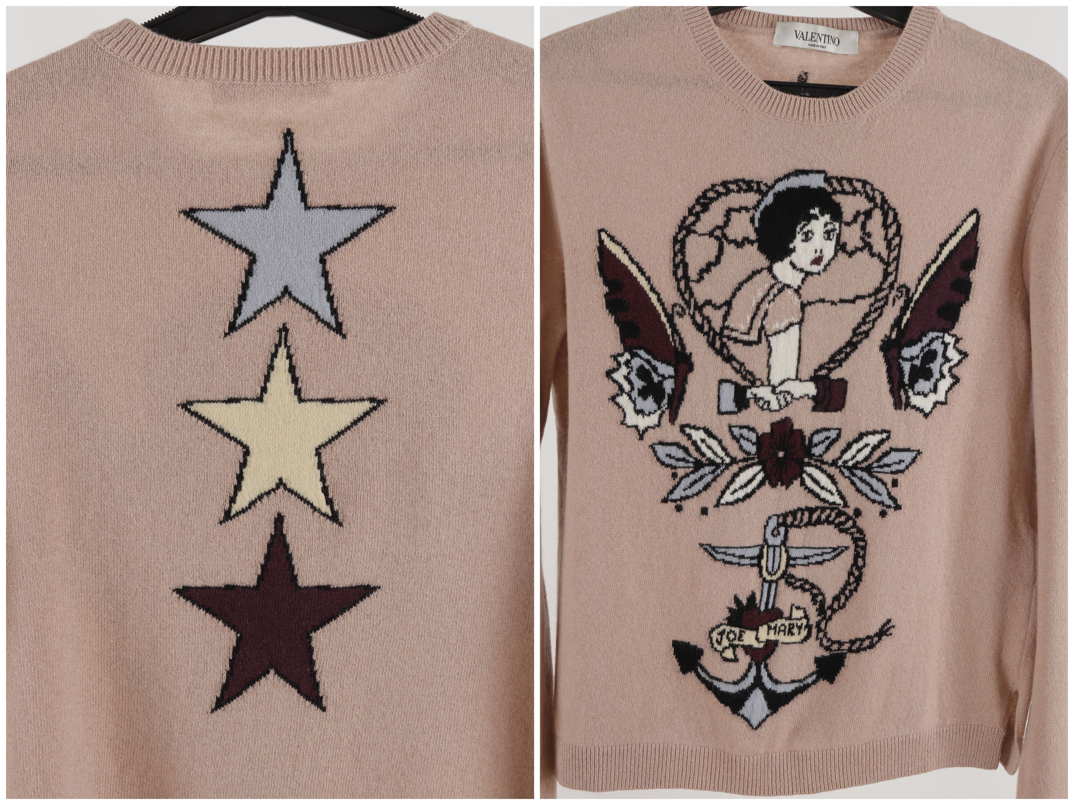 Valentino Valentino Beige Powder Wool Cashmere Tattoo Sweater Size S / US 4 / IT 40 - 6 Thumbnail