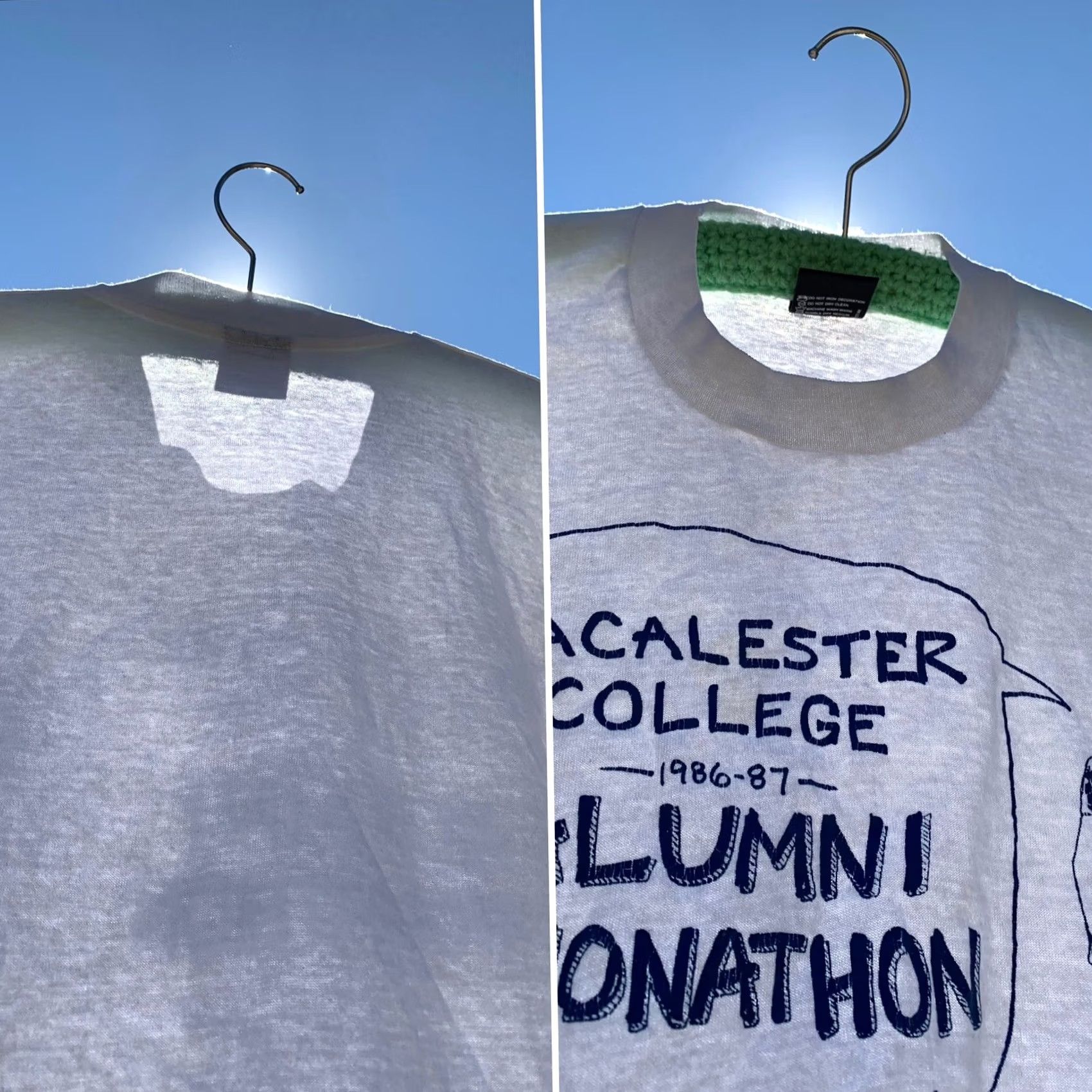 Vintage VINTAGE Hello Macalester College 1986-1987 Alumni Phonathon T-Shirt 1980s Size M White Graphic Print Shirt Men 80s College Size US M / EU 48-50 / 2 - 6 Thumbnail