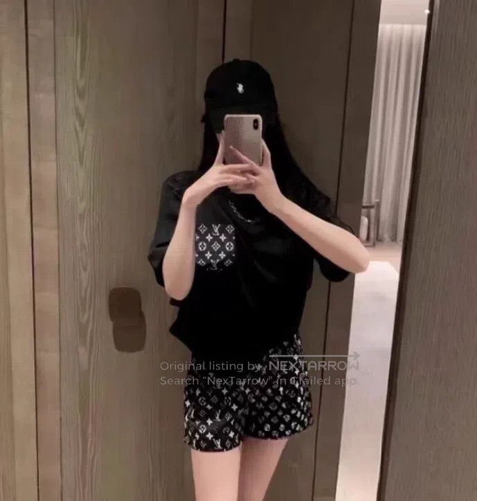 Louis Vuitton Black logo full print printed casual shorts