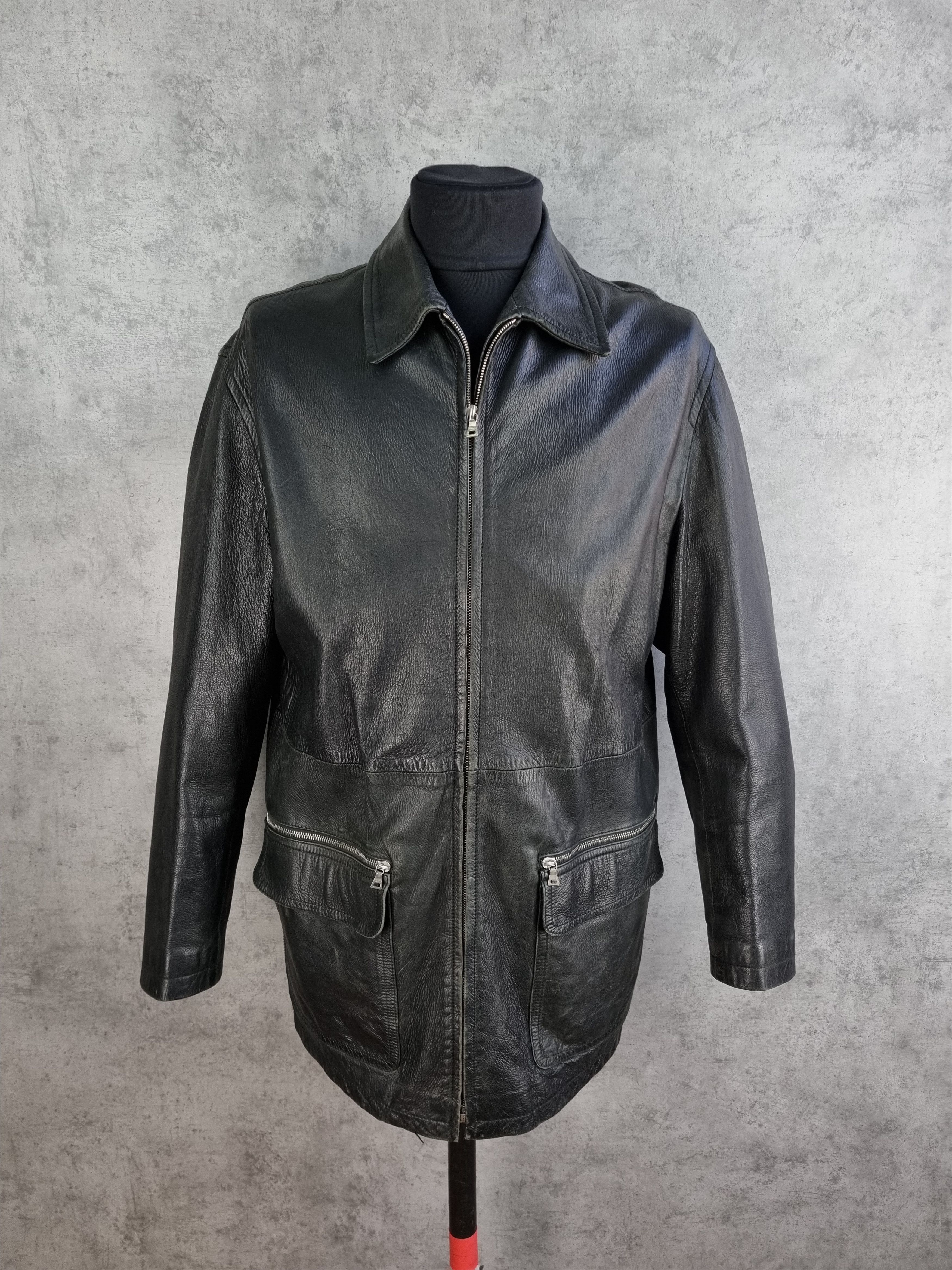 image of Prada Milano Leather Jacket Made In Italy in Black, Men's (Size Large)