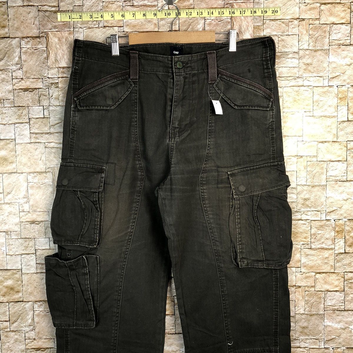 Japanese Brand Gap Black faded Cargo utility Multipocket Pants #A737 Size US 36 / EU 52 - 2 Thumbnail