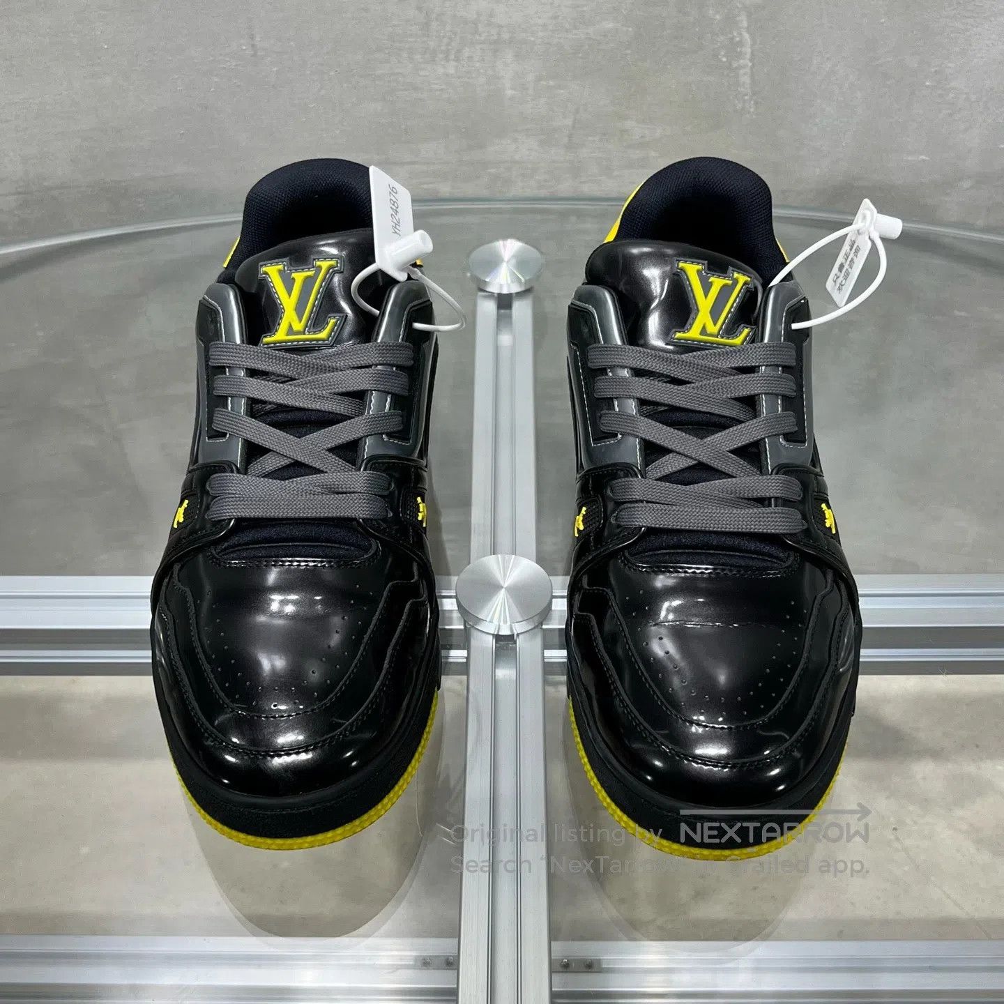 Louis Vuitton Louis Vuitton Trainer: Black and yellow painted leather sh Size US 7 / EU 40 - 2 Thumbnail