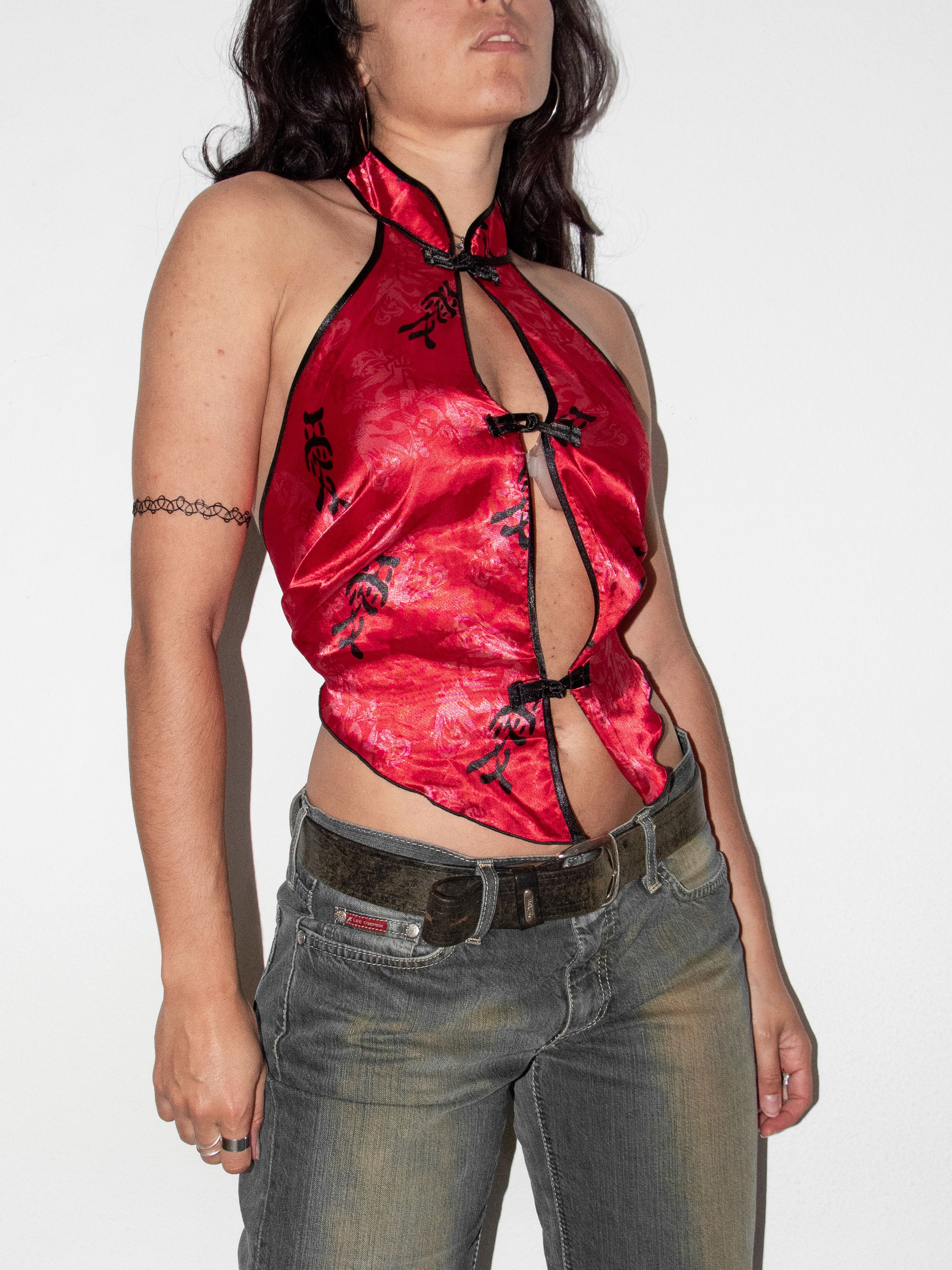 Vintage Vintage Y2K Asian Print Style Satin Backless Sexy Top Size L / US 10 / IT 46 - 3 Thumbnail