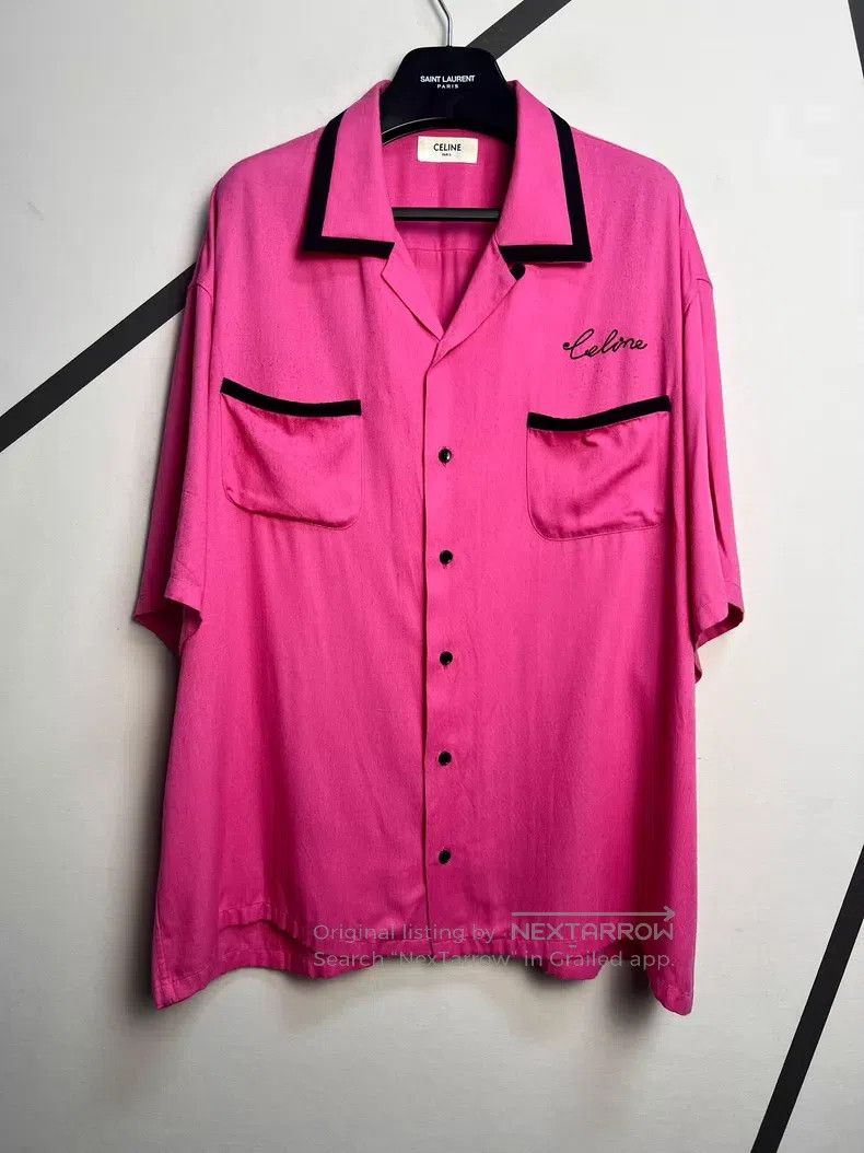 Celine CELINE size 39 Fuchsia Logo Black Edge Two Pocket Shirt Sho Size US S / EU 44-46 / 1 - 1 Thumbnail