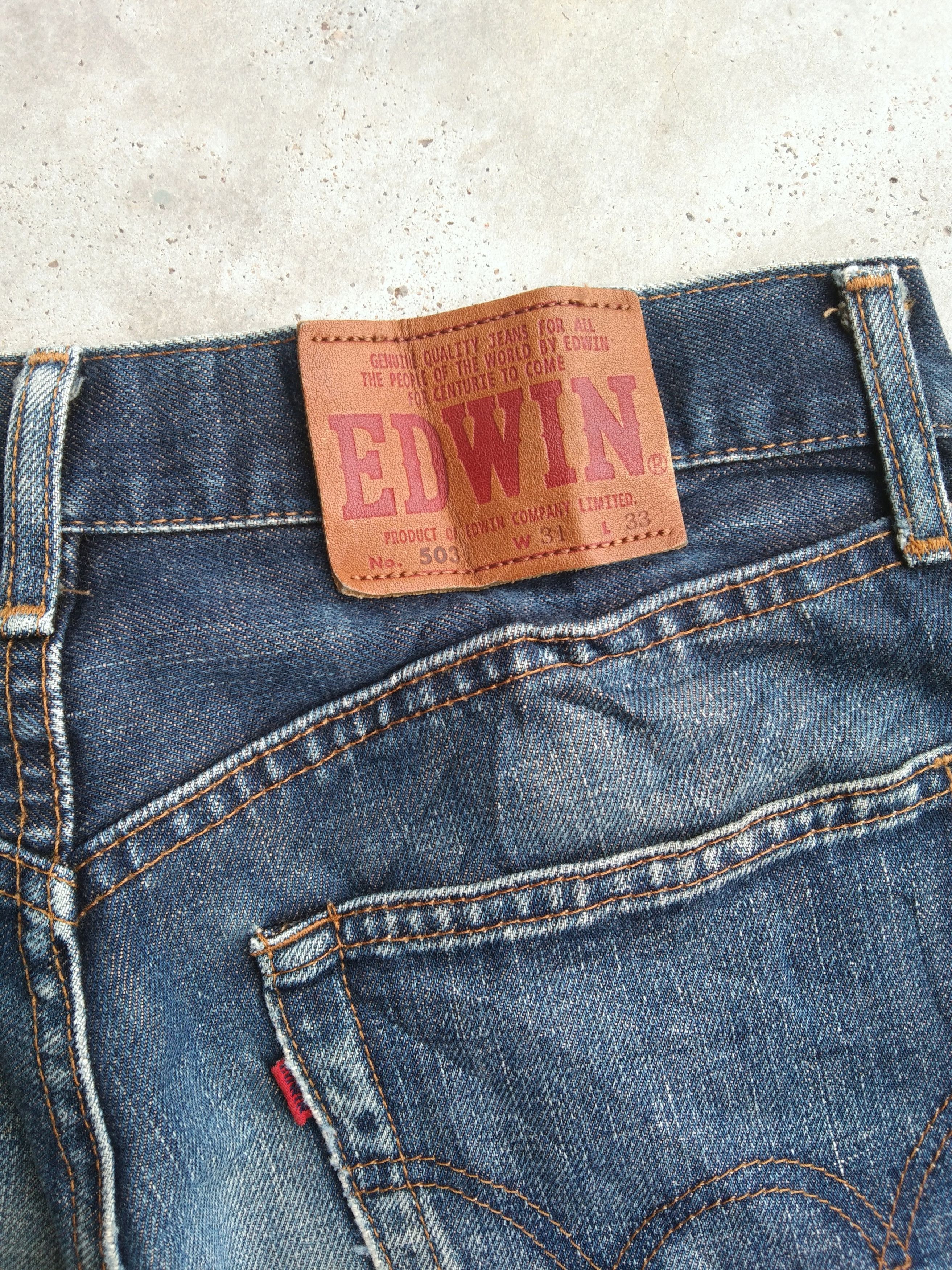 Japanese Brand Vintage Edwin Faded Blue Released Hem Distressed Jeans Size US 29 - 6 Thumbnail