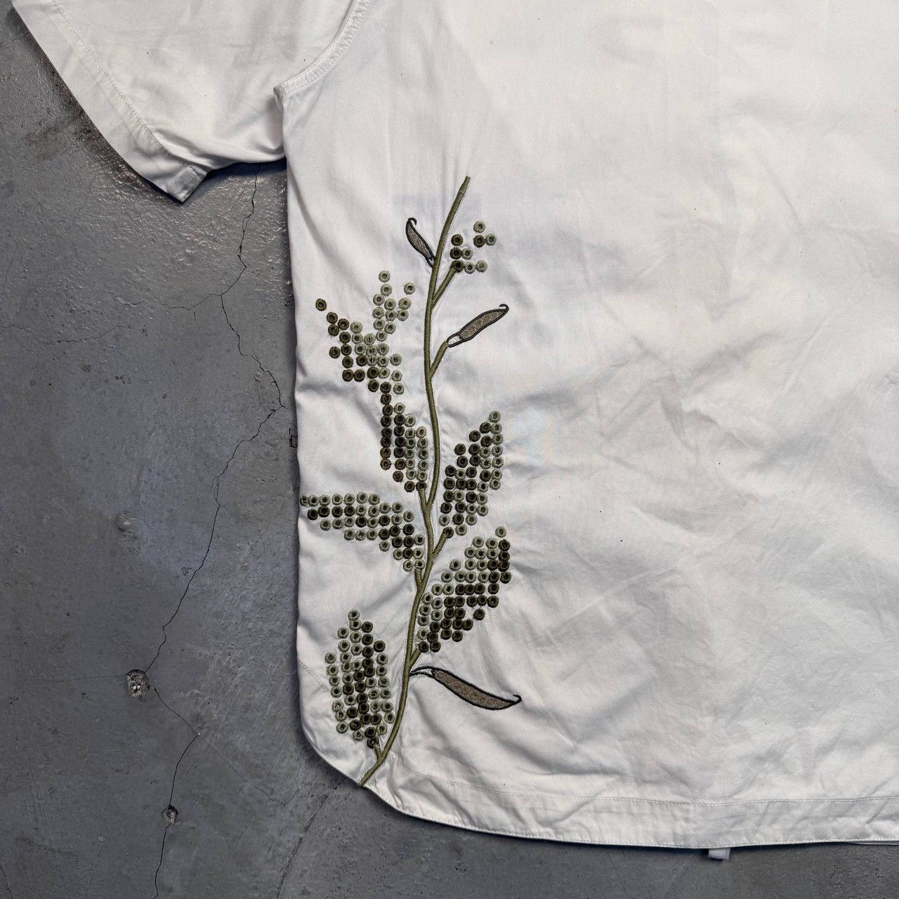 Maharishi Maharishi White Zip Shirt Embroidered Leaf Design Size US S / EU 44-46 / 1 - 10 Thumbnail
