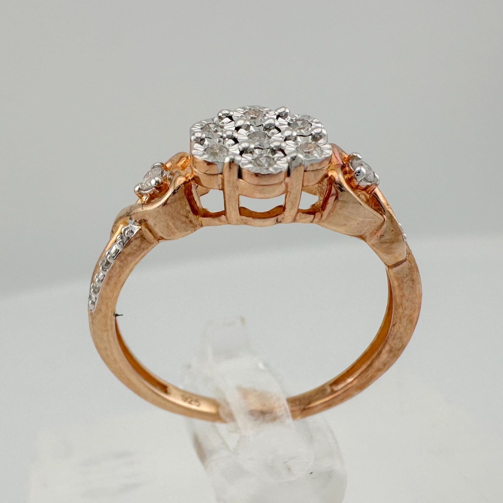 Other Two Tone Diamond Cluster Ring with Hearts on sides - size 7 Size ONE SIZE - 4 Thumbnail