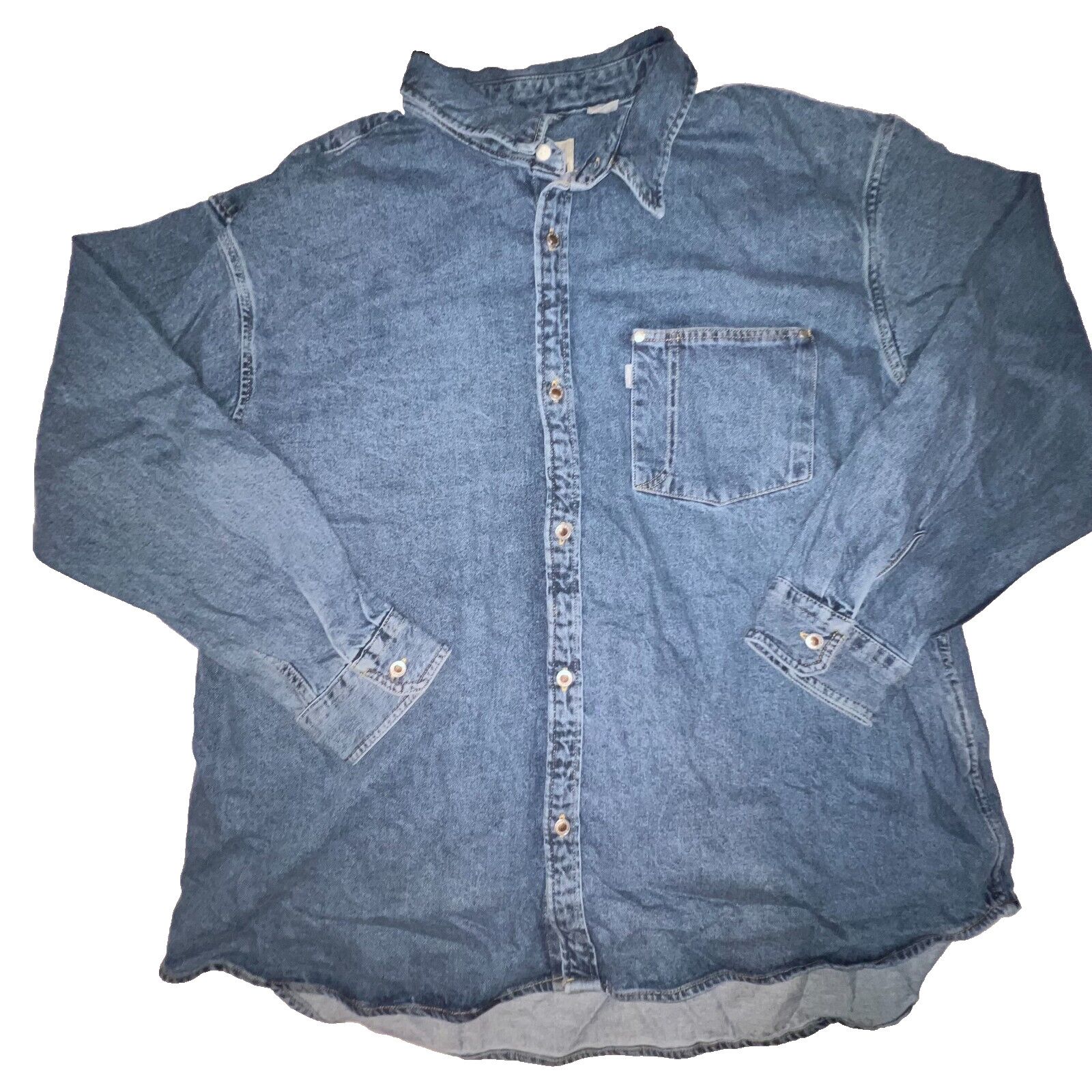 Levi's Levi's Silver Tab Denim Oversized Blue Pocket Shirt Men's XL Size US XL / EU 56 / 4 - 13 Thumbnail