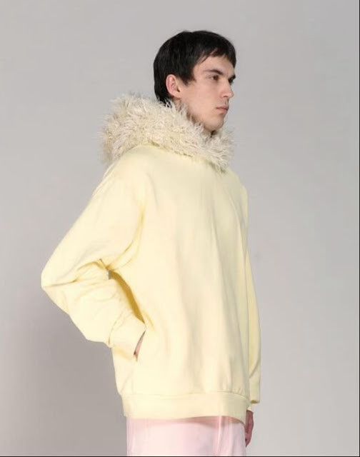 Marni o1w1db11024 Faux Fur Cotton Hooded Sweatshirt in Yellow Size US M / EU 48-50 / 2 - 1 Thumbnail