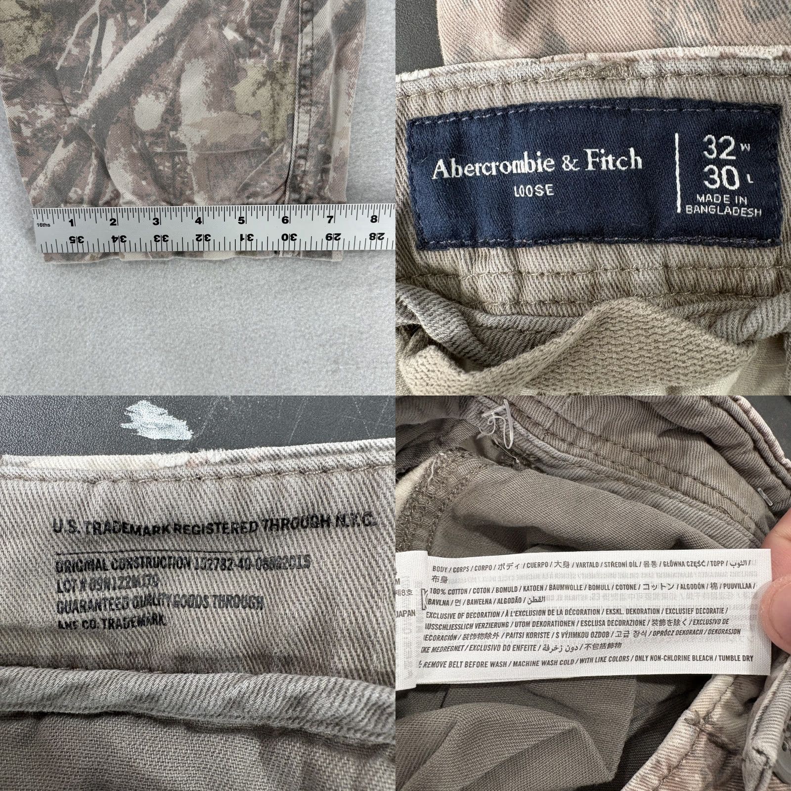 Abercrombie & Fitch Abercrombie & Fitch Cargo Pants Mens 32x30 Brown Camo Relaxed Fit Cargo Pocket Men Denim? Size US 32 / EU 48 - 8 Thumbnail