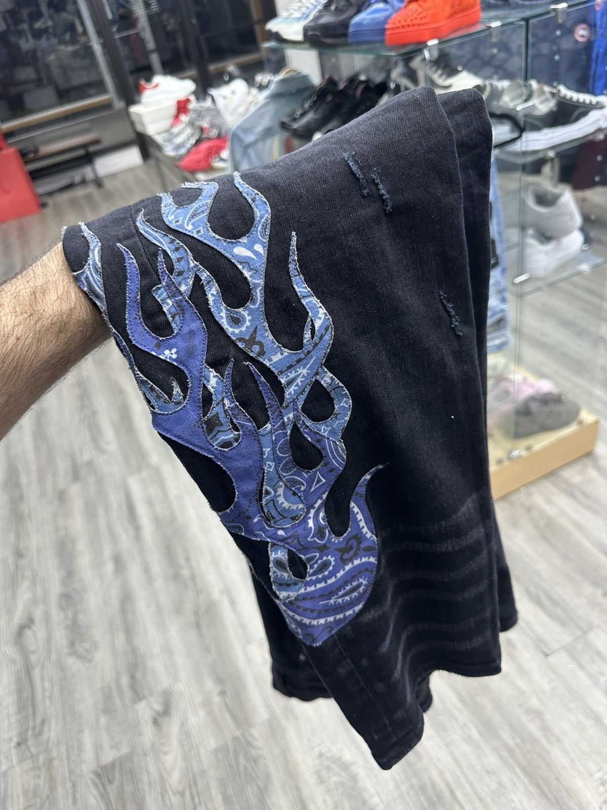 Amiri Amiri Bandana Flame Jeans - Aged Black/Blue Size US 40 / EU 56 - 3 Thumbnail
