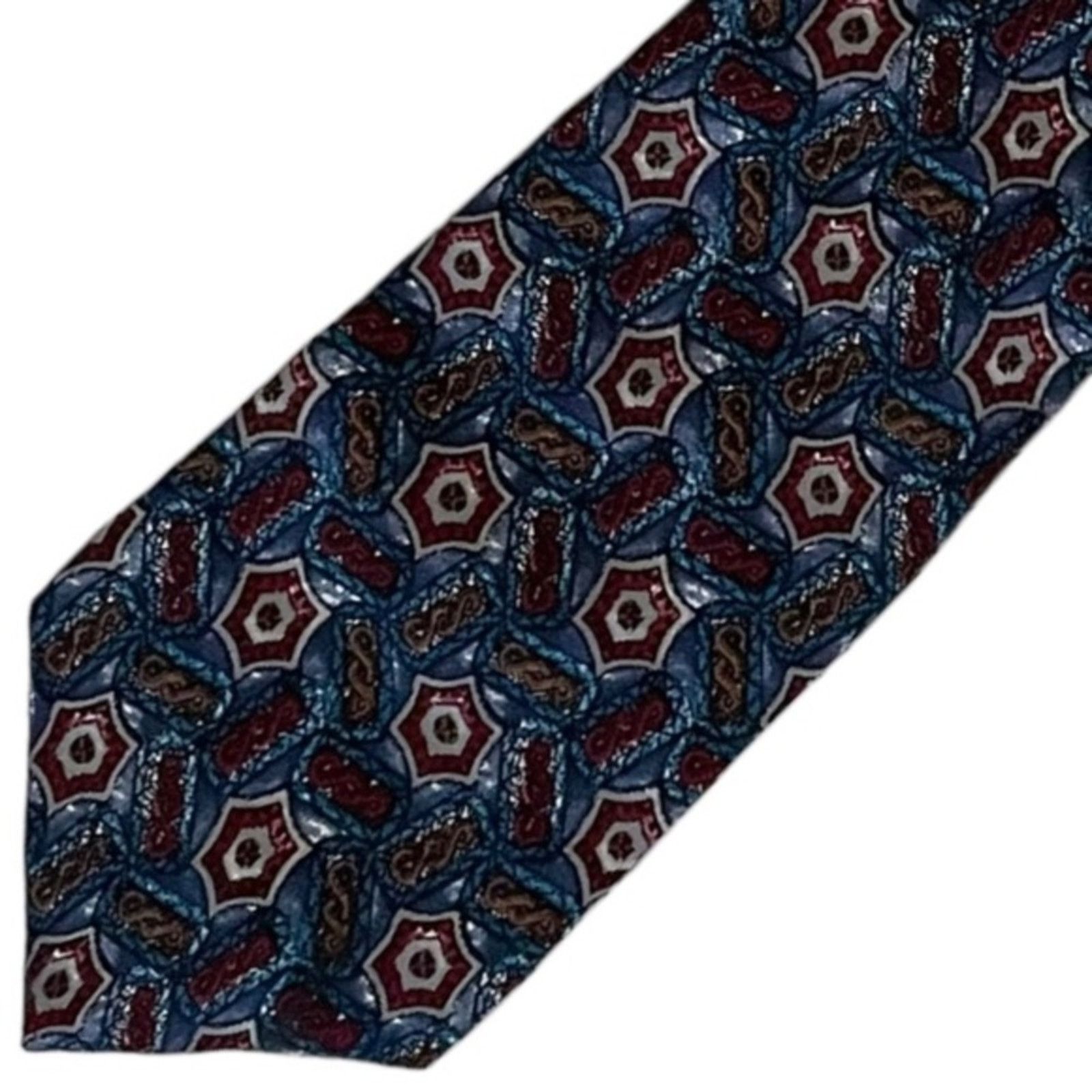 Dior Vintage Christian Dior Monsieur Abstract Blue Silk Tie Size ONE SIZE - 10 Thumbnail