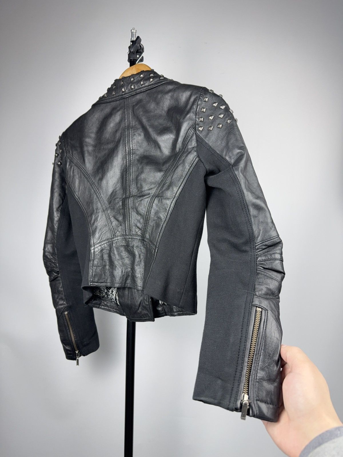 Genuine Leather Vintage Punk Rock Avant Garde Gothic Bomber Leather Jacket Size S / US 4 / IT 40 - 18 Thumbnail